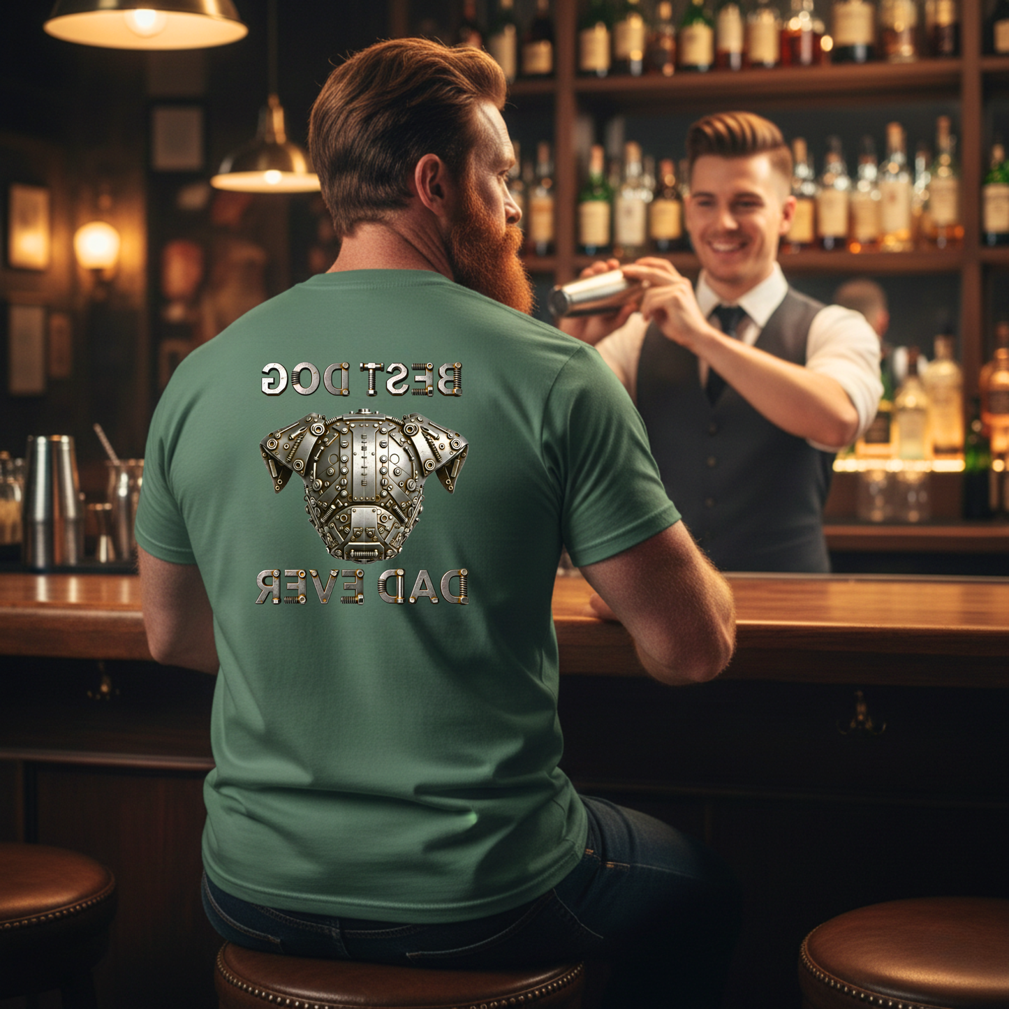 Best Dog Dad Ever Shirt, Industrial Metal Dog, Double Sided Heavyweight Garment-Dyed Tee