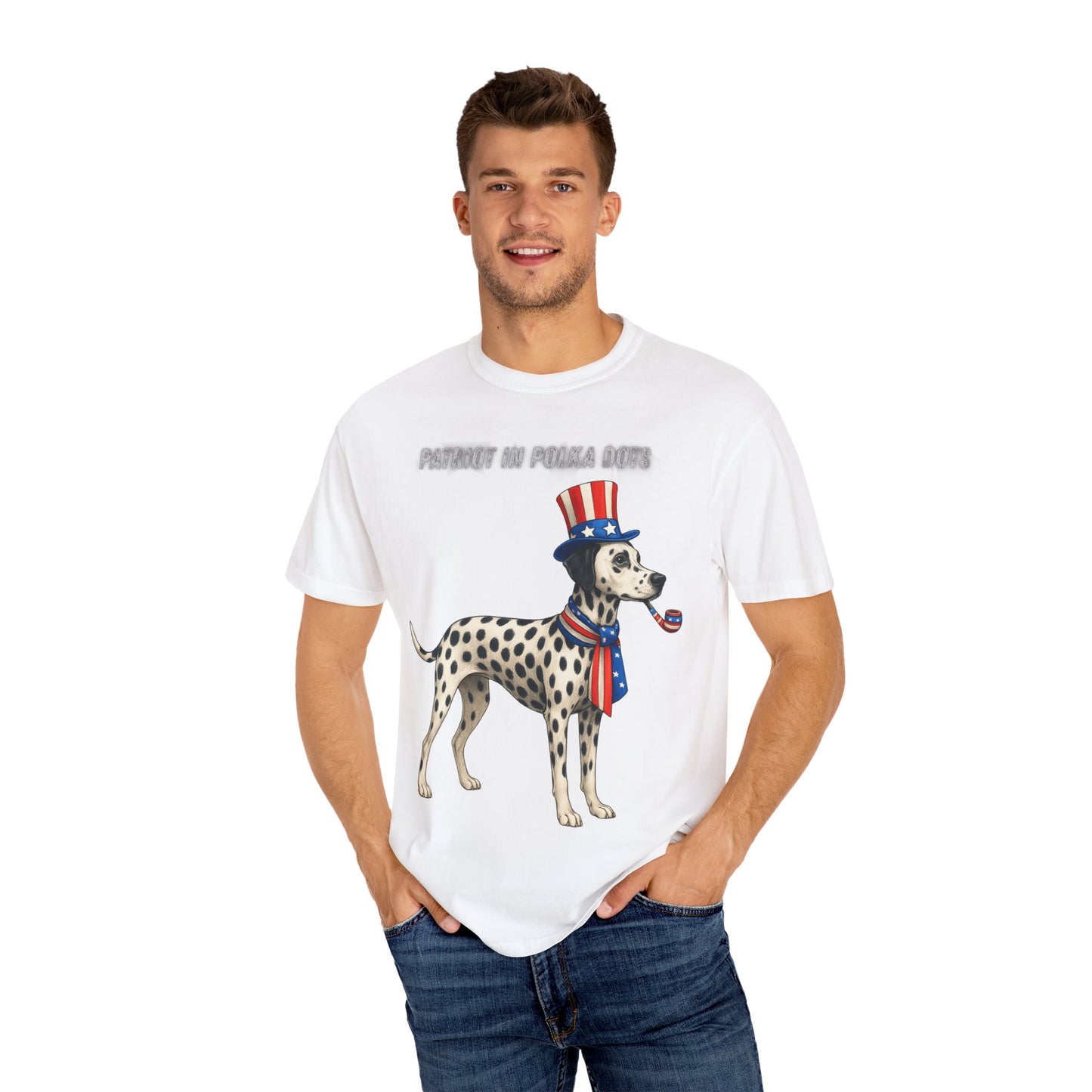 Dolmatian Patriotic Unisex T-Shirt - 4th of July Funny Dog Shirt -USA Flag - American Pride Pet Tee Great Gift