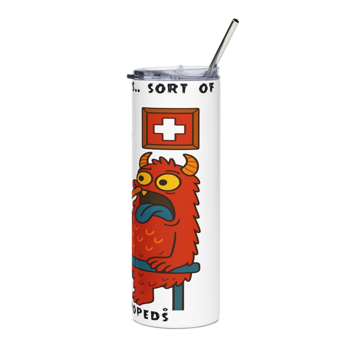 TTP- Steel Tumbler 20oz. - Funny Medical Pros - Monstropeds™ in Scrubs Holding a Medical Consult -Cartoon Doctor Unisex T-Shirt for AdultsENT-T-CT