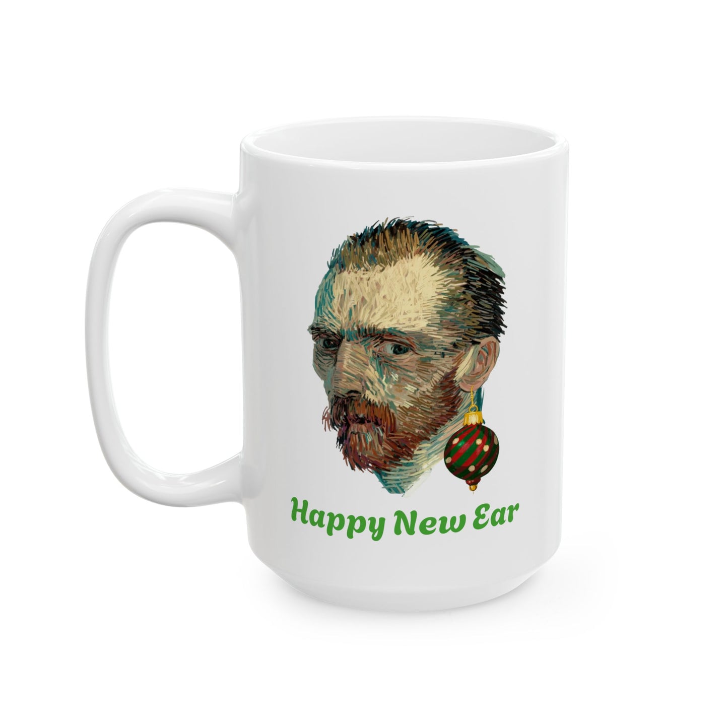 Happy New Ear Van Gogh Mug Funny Art Holiday Coffee Gift (11oz, 15oz)
