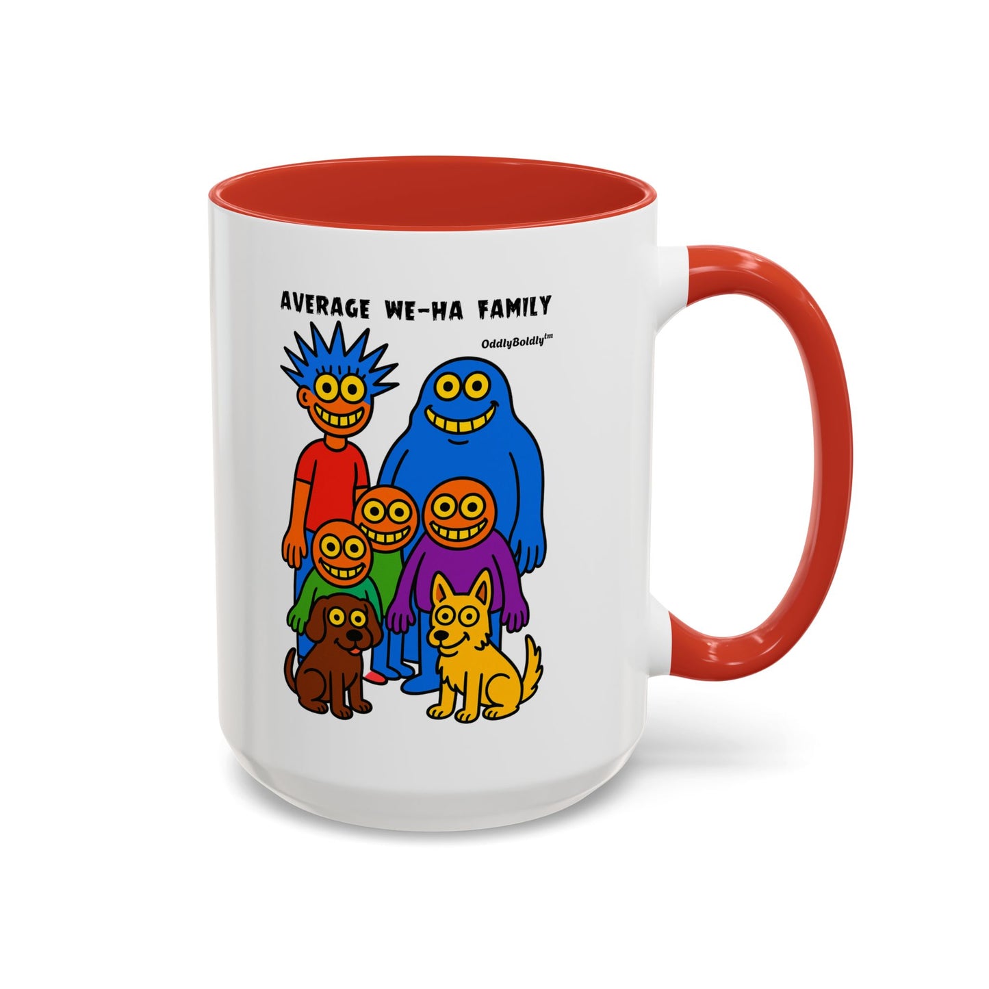 West Hartford Average Family Mug – Funny Local Cartoon Gift, Quirky Monster Coffee Cup, Colorful Small Town Humor