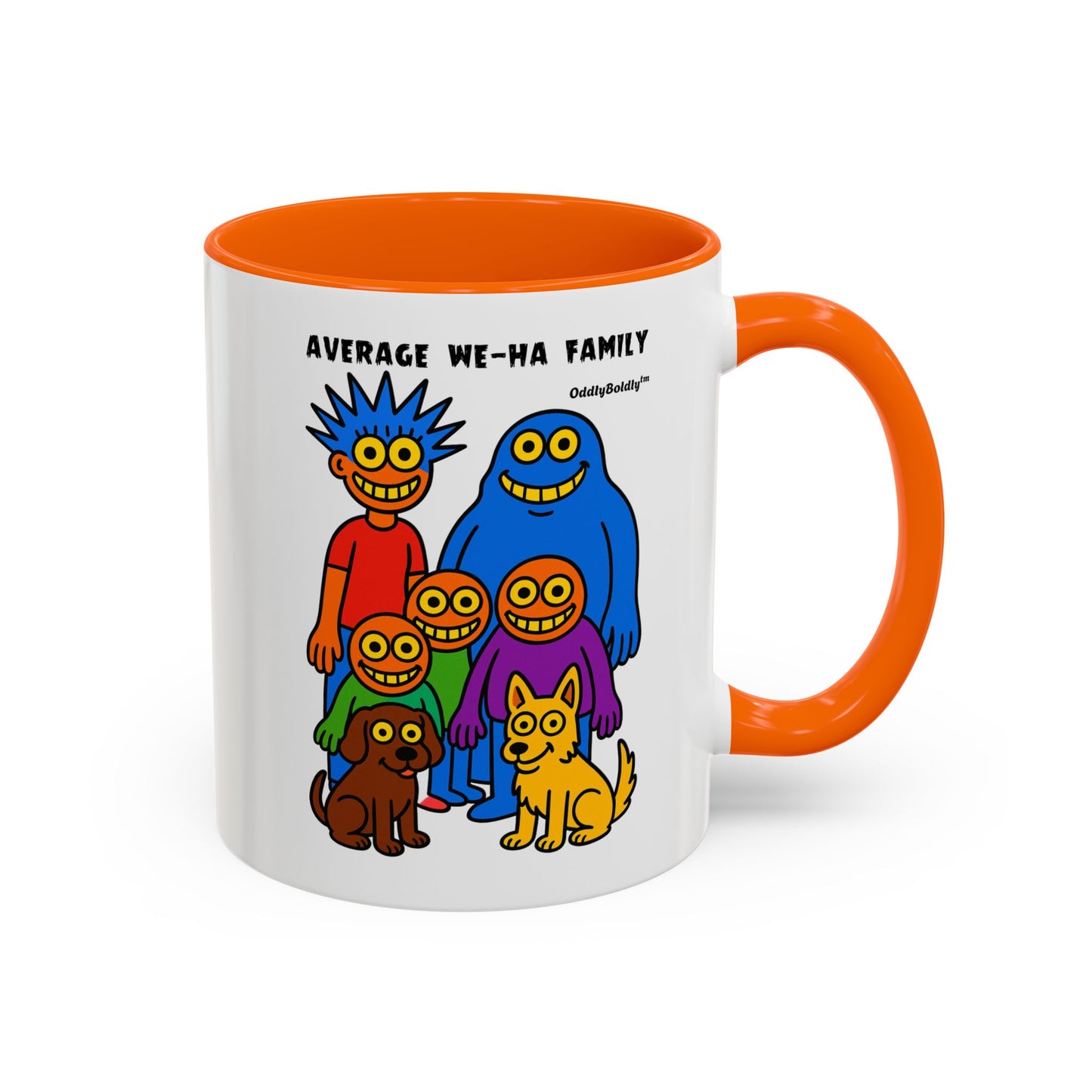 West Hartford Average Family Mug – Funny Local Cartoon Gift, Quirky Monster Coffee Cup, Colorful Small Town Humor