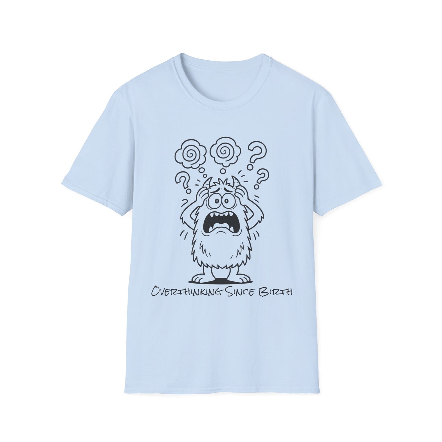 Overthinking Since Birth Tee  Funny Anxiety Monster Shirt  Adult Coloring Style