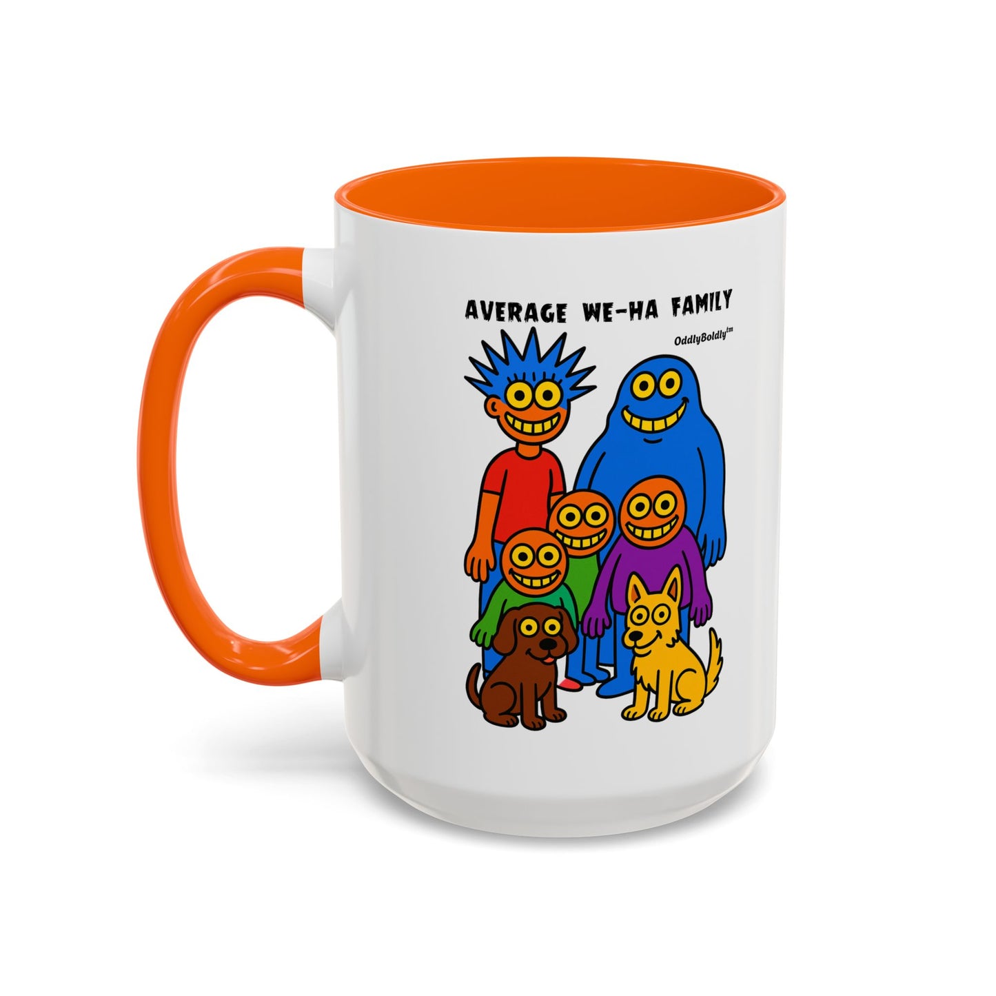 West Hartford Average Family Mug – Funny Local Cartoon Gift, Quirky Monster Coffee Cup, Colorful Small Town Humor