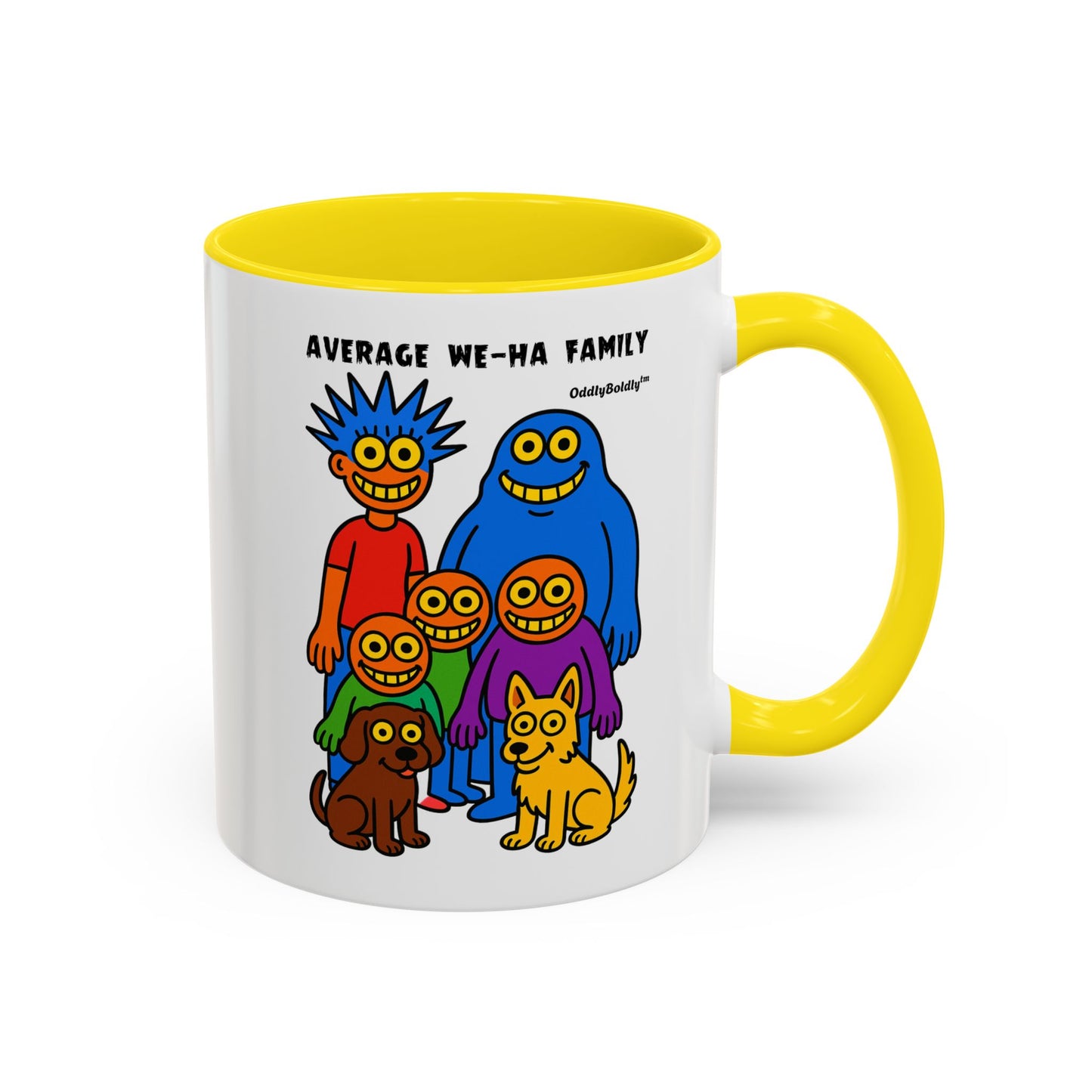 West Hartford Average Family Mug – Funny Local Cartoon Gift, Quirky Monster Coffee Cup, Colorful Small Town Humor