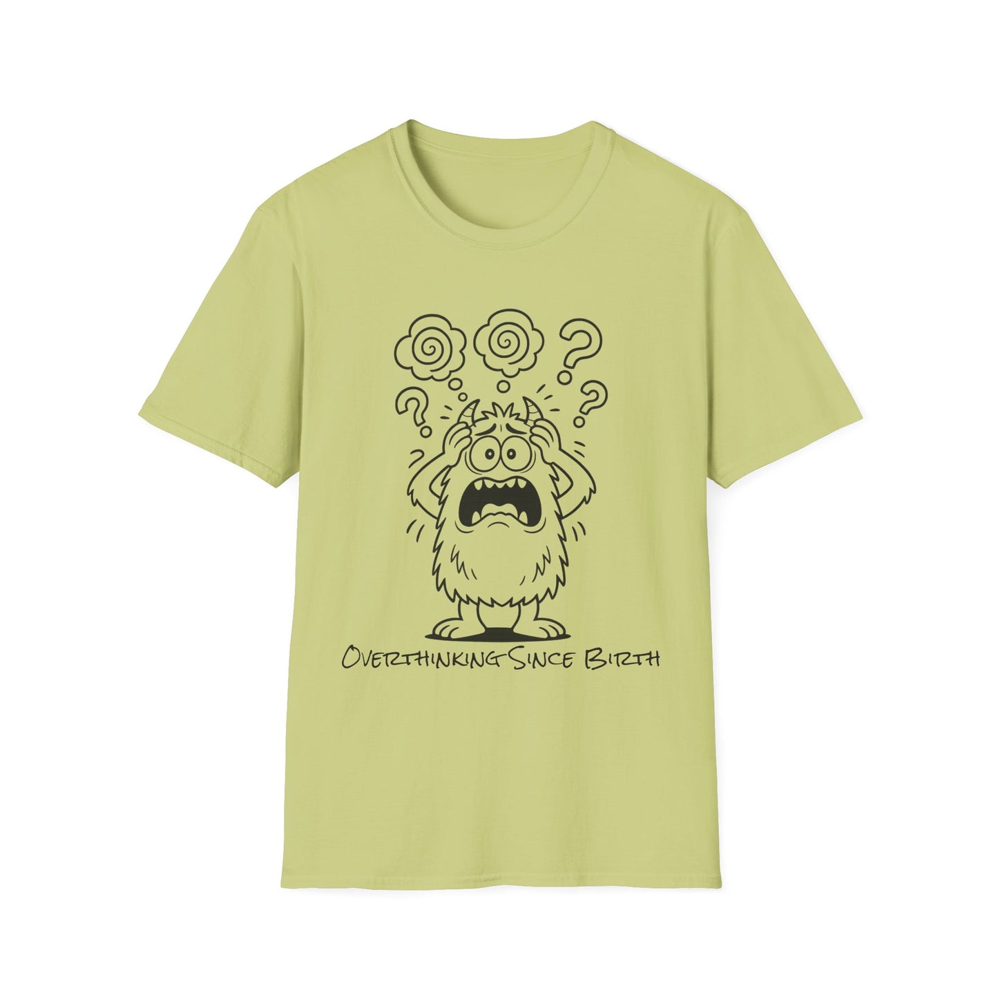 Overthinking Since Birth Tee  Funny Anxiety Monster Shirt  Adult Coloring Style