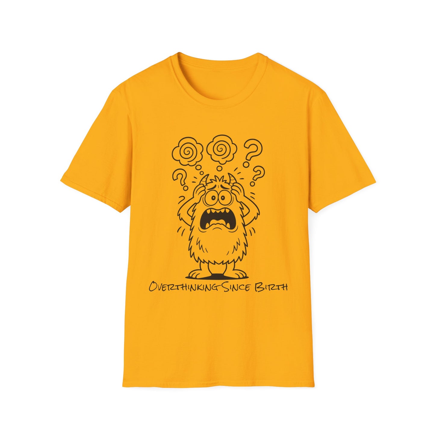 Overthinking Since Birth Tee  Funny Anxiety Monster Shirt  Adult Coloring Style