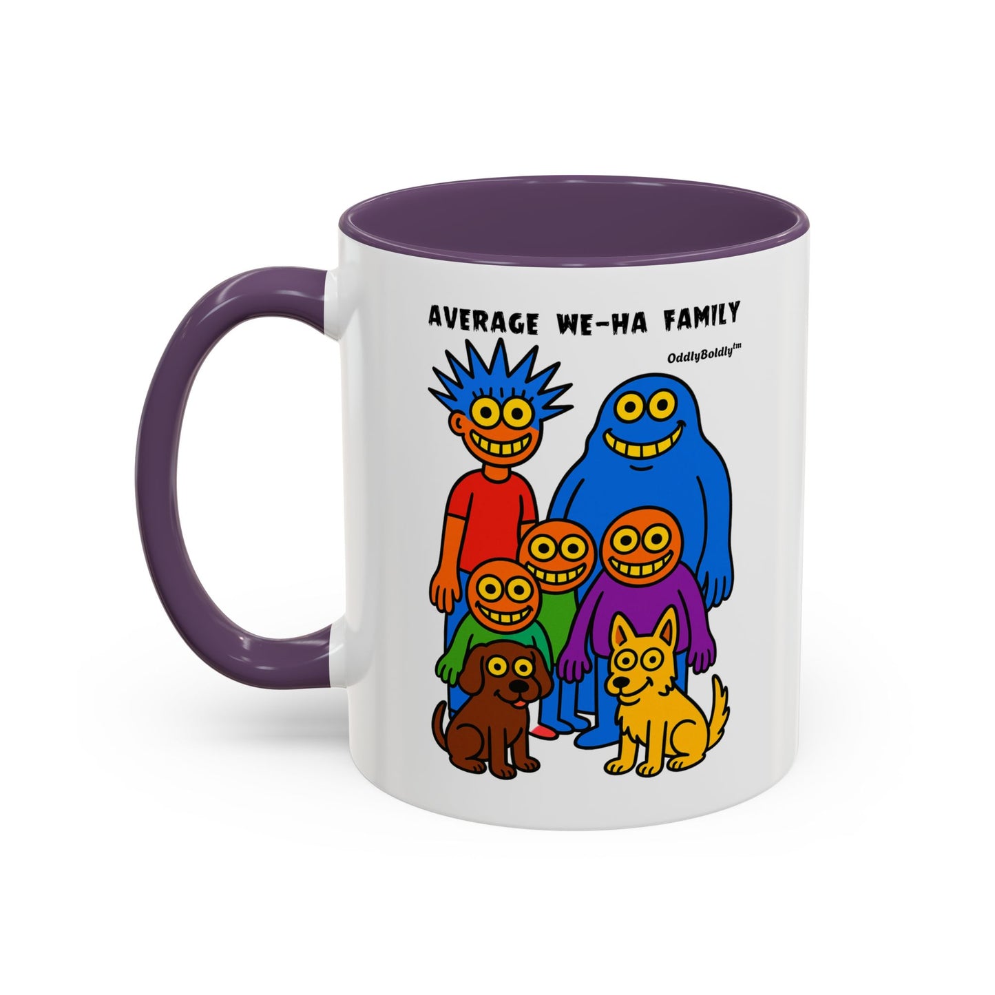 West Hartford Average Family Mug – Funny Local Cartoon Gift, Quirky Monster Coffee Cup, Colorful Small Town Humor