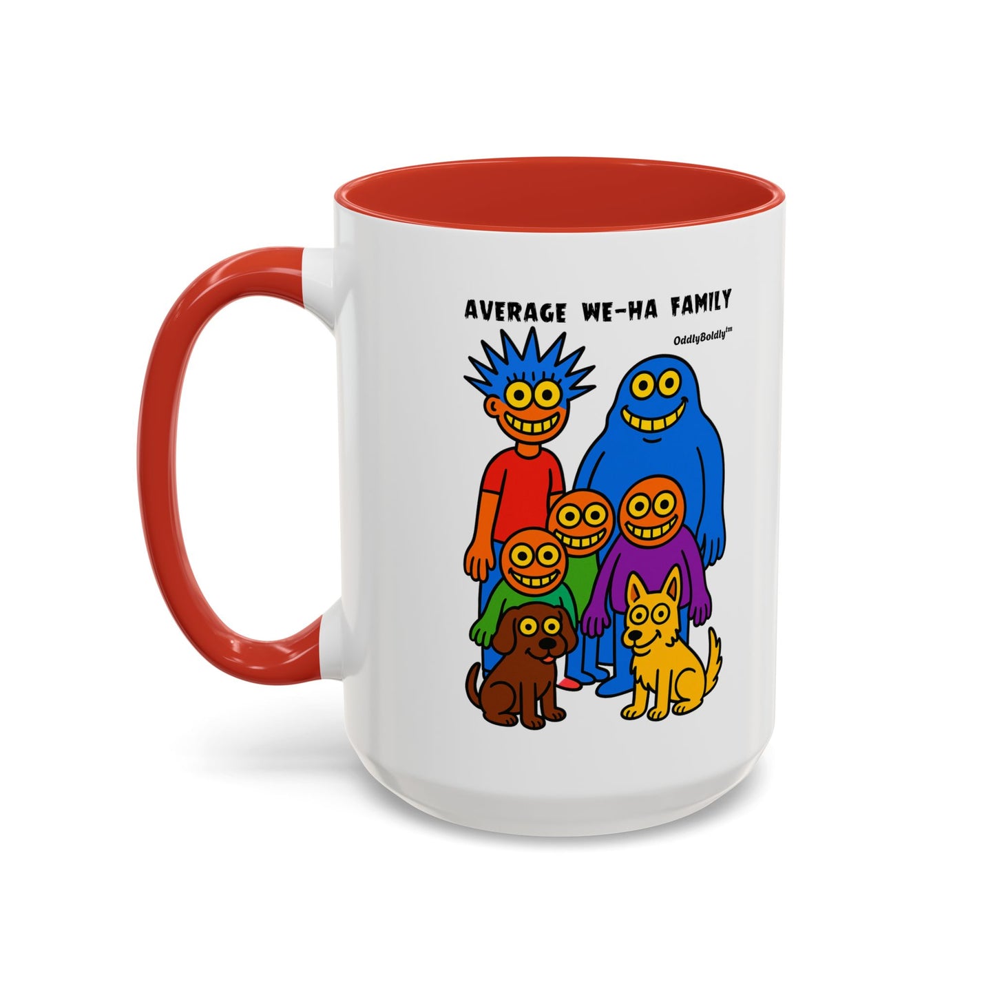 West Hartford Average Family Mug – Funny Local Cartoon Gift, Quirky Monster Coffee Cup, Colorful Small Town Humor