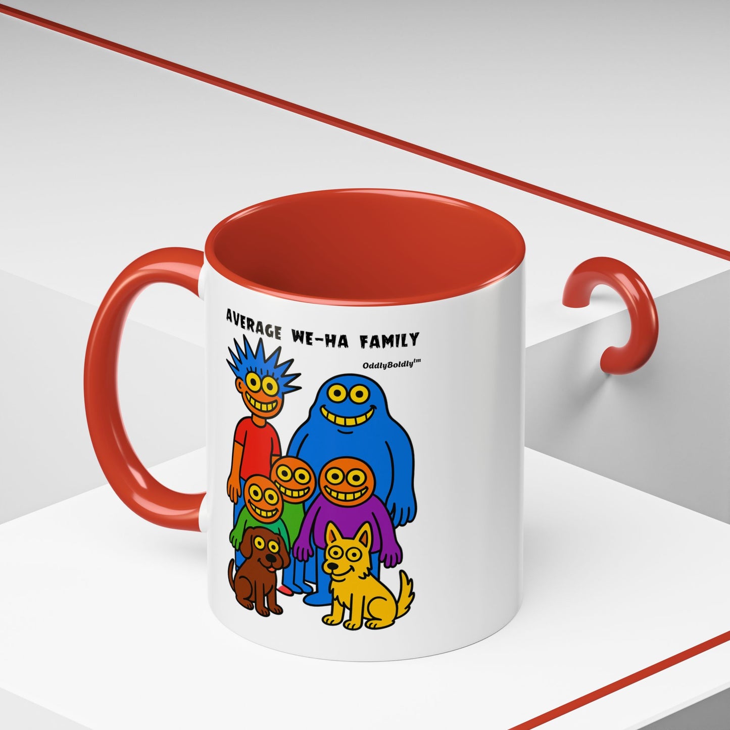 West Hartford Average Family Mug – Funny Local Cartoon Gift, Quirky Monster Coffee Cup, Colorful Small Town Humor