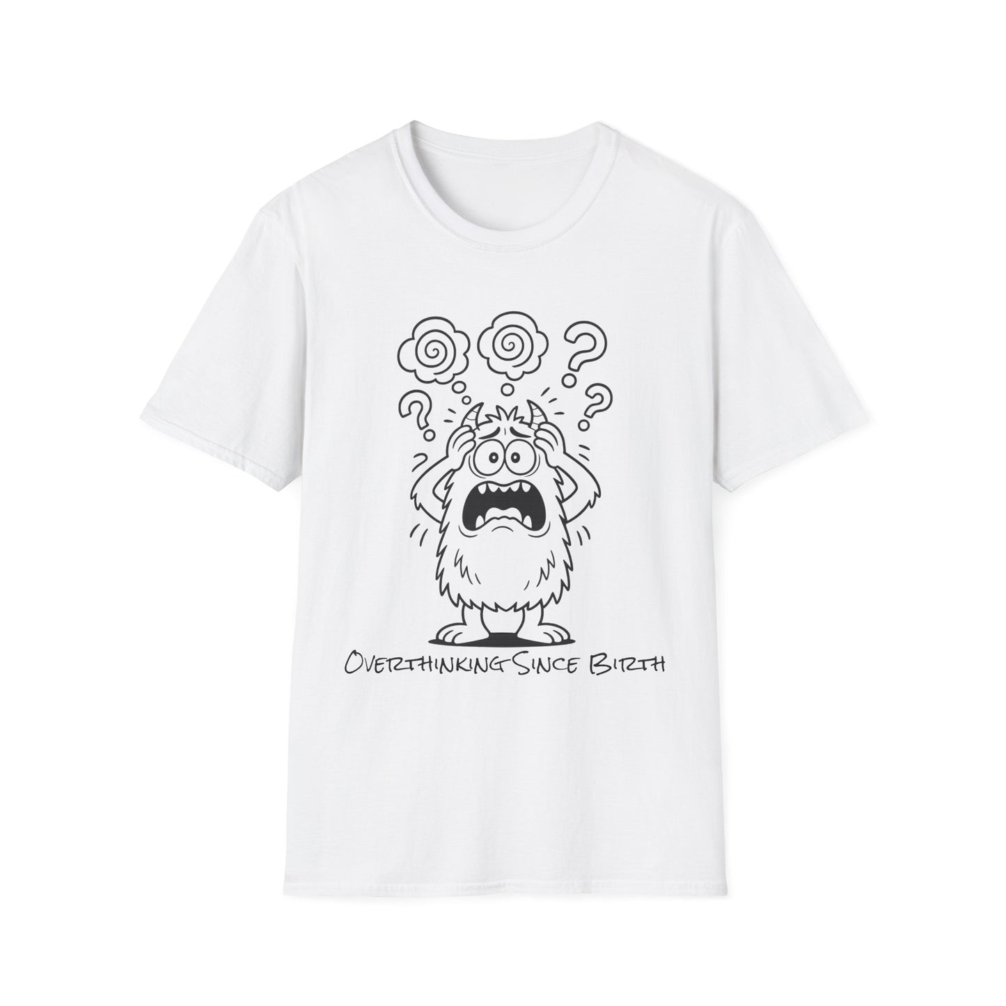 Overthinking Since Birth Tee  Funny Anxiety Monster Shirt  Adult Coloring Style