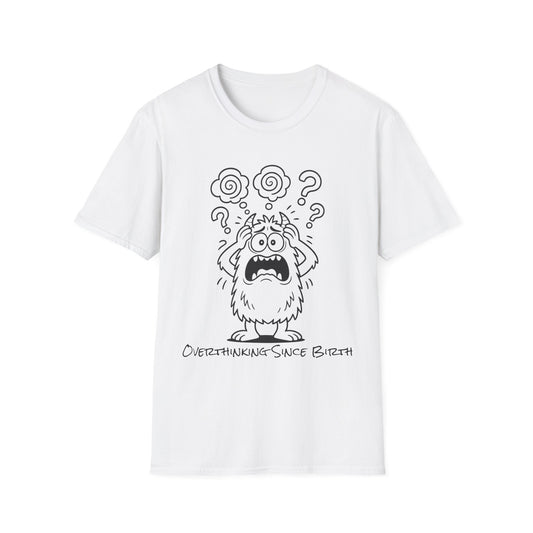 Overthinking Since Birth Tee  Funny Anxiety Monster Shirt  Adult Coloring Style