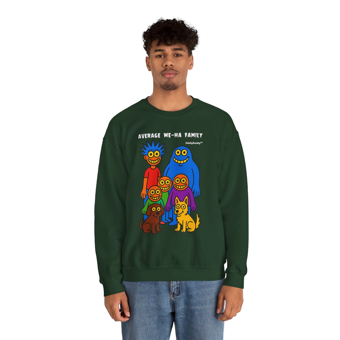 Colorful Cartoon Average We-Ha Family Sweatshirt - Perfect for Family Gatherings, Game Nights, or Cozy Lounging, Unique Gift for Family