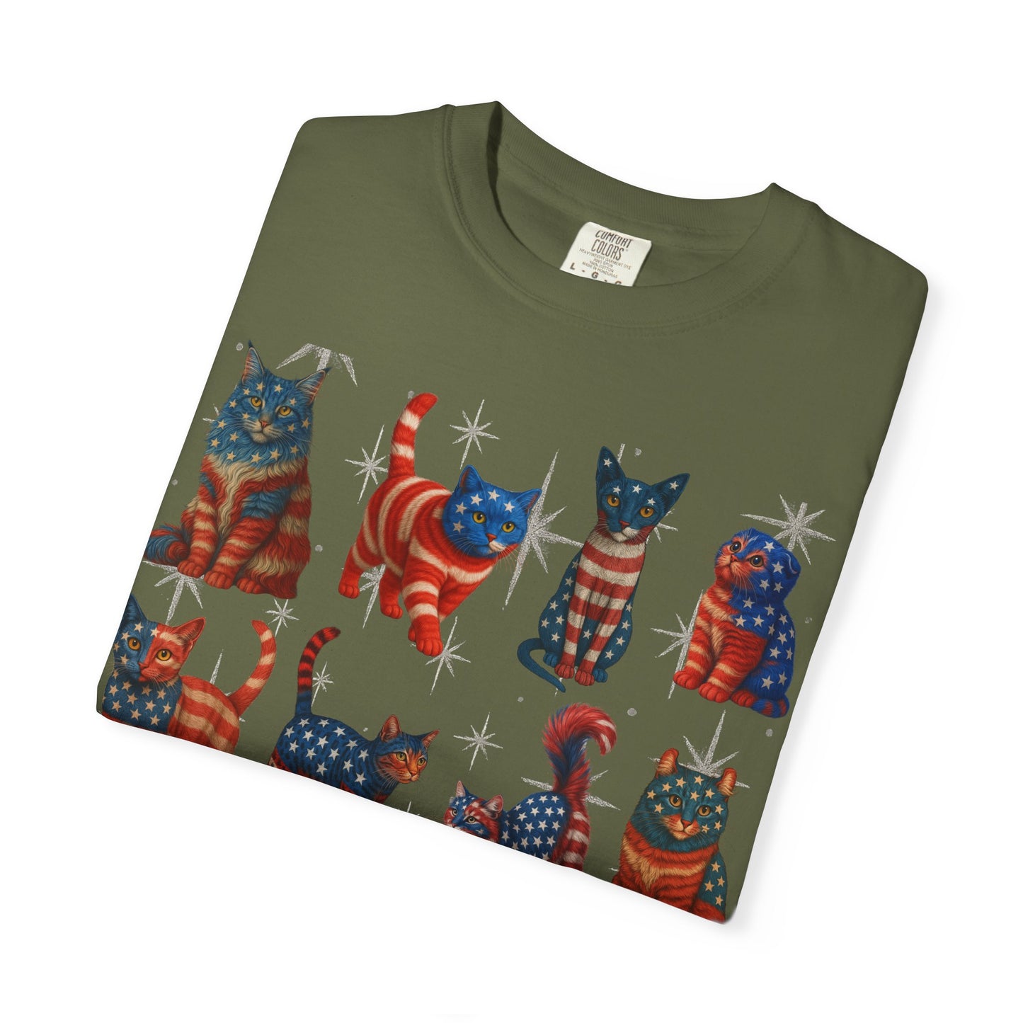 Patriotic Cats 4th of July T-Shirt  USA Flag Cat Shirt Funny Independence Day Graphic Tee for Cat Lovers  Vintage Unisex American Cat Shirt