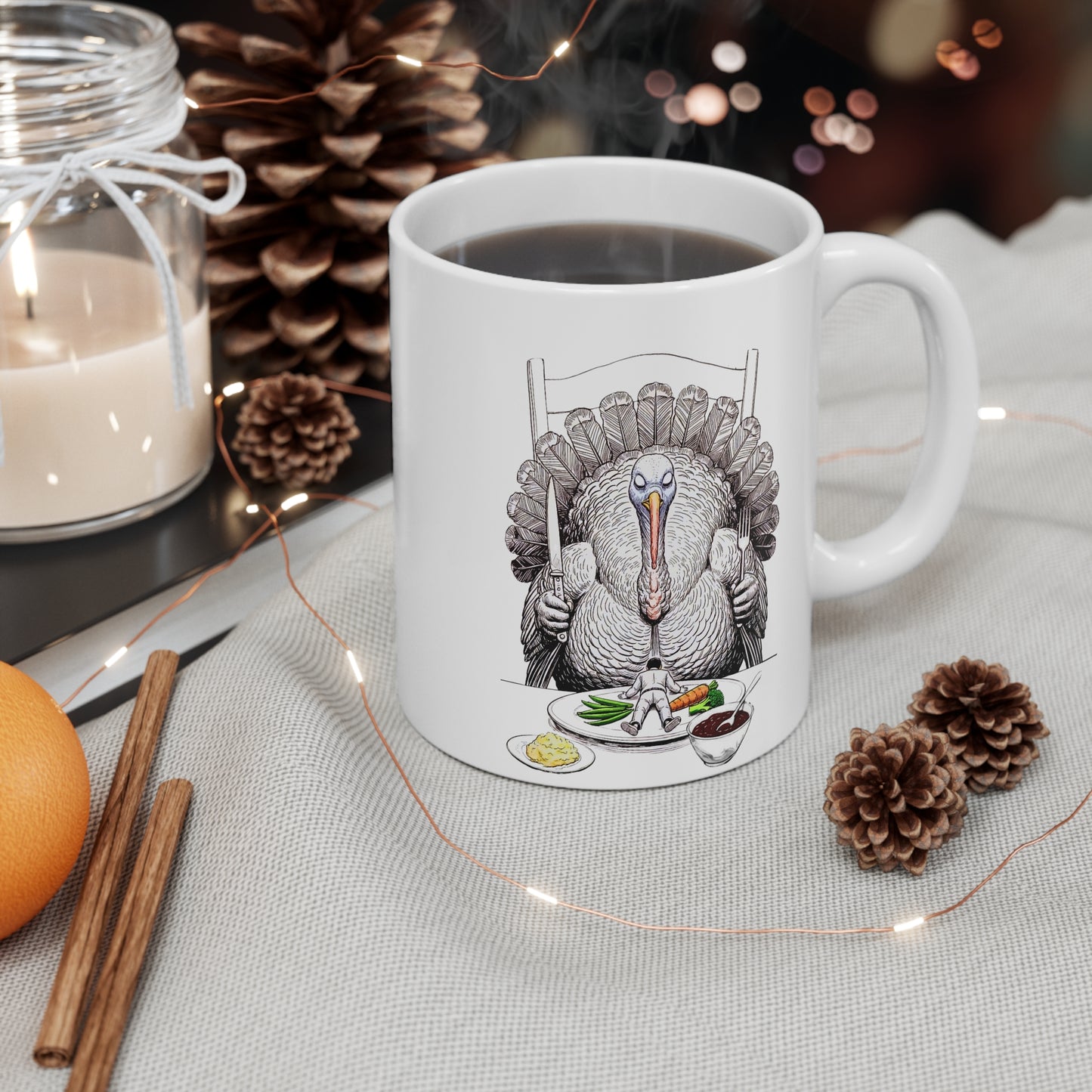 Funny Turkey Mug - Surreal Thanksgiving Humor Coffee Cup | Quirky Holiday Gift | Dark Humor | Artist Gift