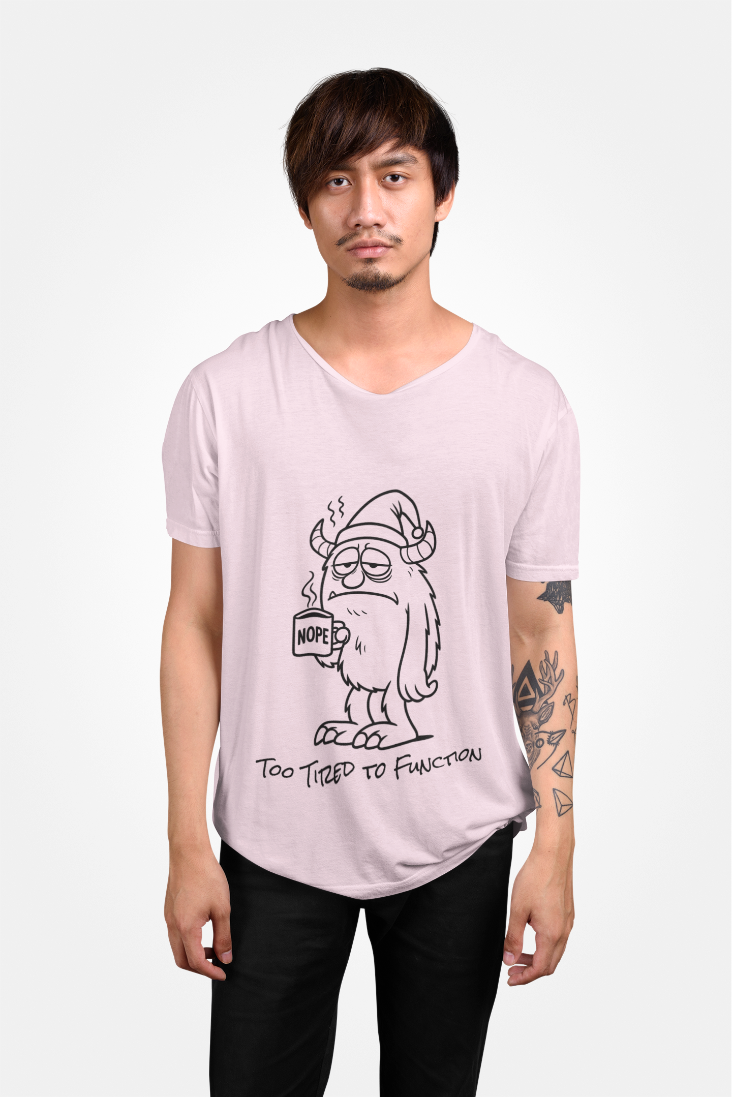 Too Tired to Function T-Shirt  Sleepy Monster Design  Relatable Gift Idea