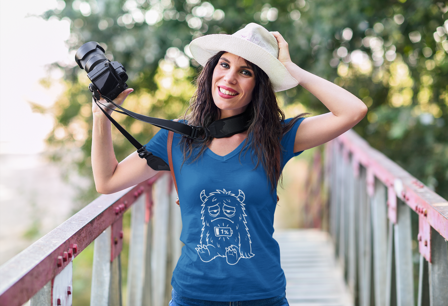 T-Shirt with Cute Cartoon Monster Design for Low Battery Vibes, Funny Gift for Teens, Humorous Apparel, Relaxed Style, Everyday Wear
