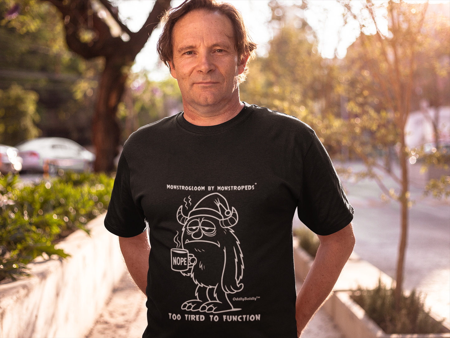 Too Tired to Function T-Shirt  Sleepy Monster Design  Relatable Gift Idea Dark Edition