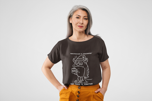 Too Tired to Function T-Shirt  Sleepy Monster Design  Relatable Gift Idea Dark Edition
