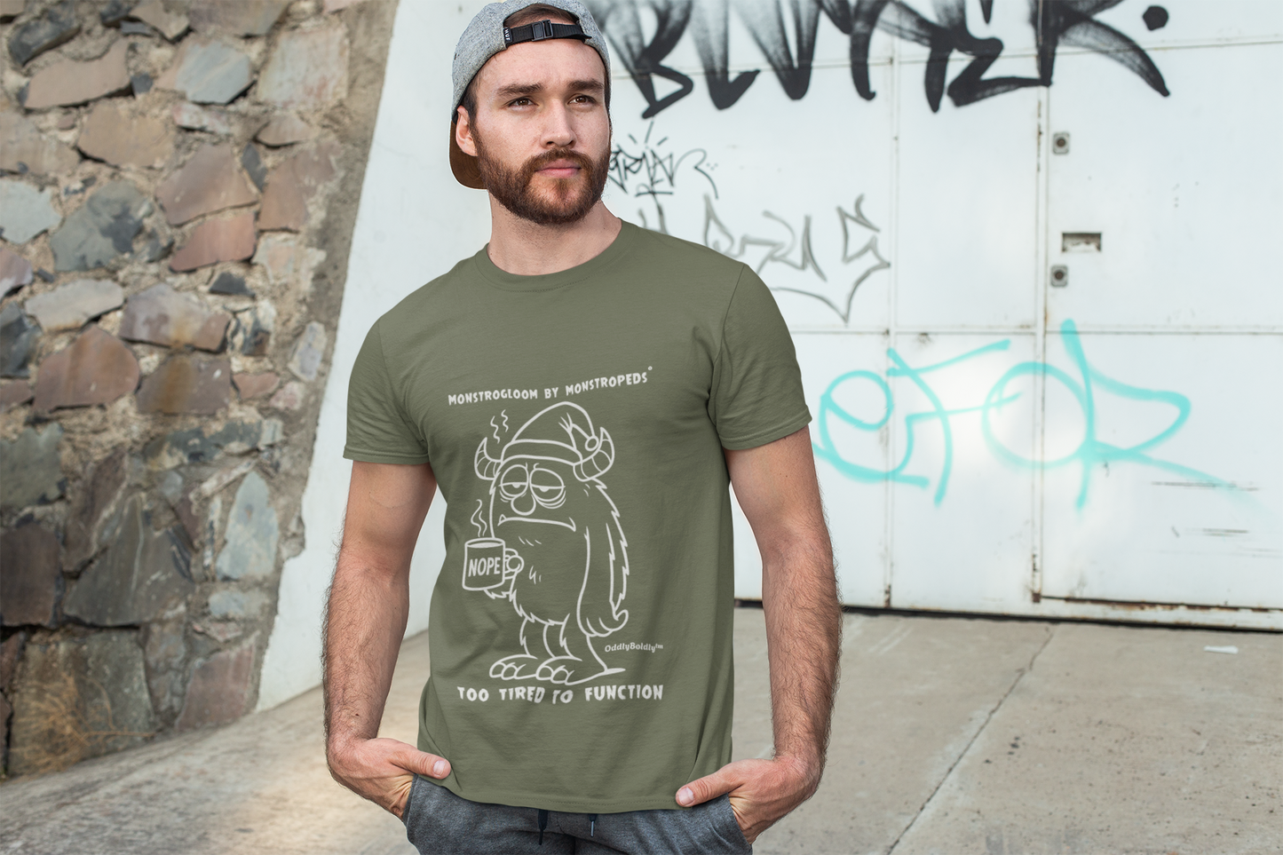 Too Tired to Function T-Shirt  Sleepy Monster Design  Relatable Gift Idea Dark Edition