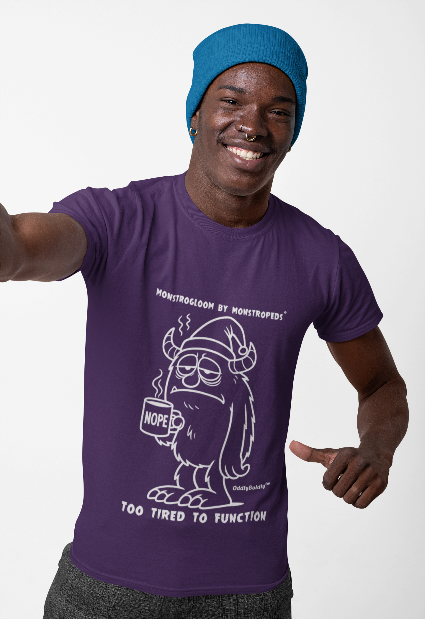 Too Tired to Function T-Shirt  Sleepy Monster Design  Relatable Gift Idea Dark Edition