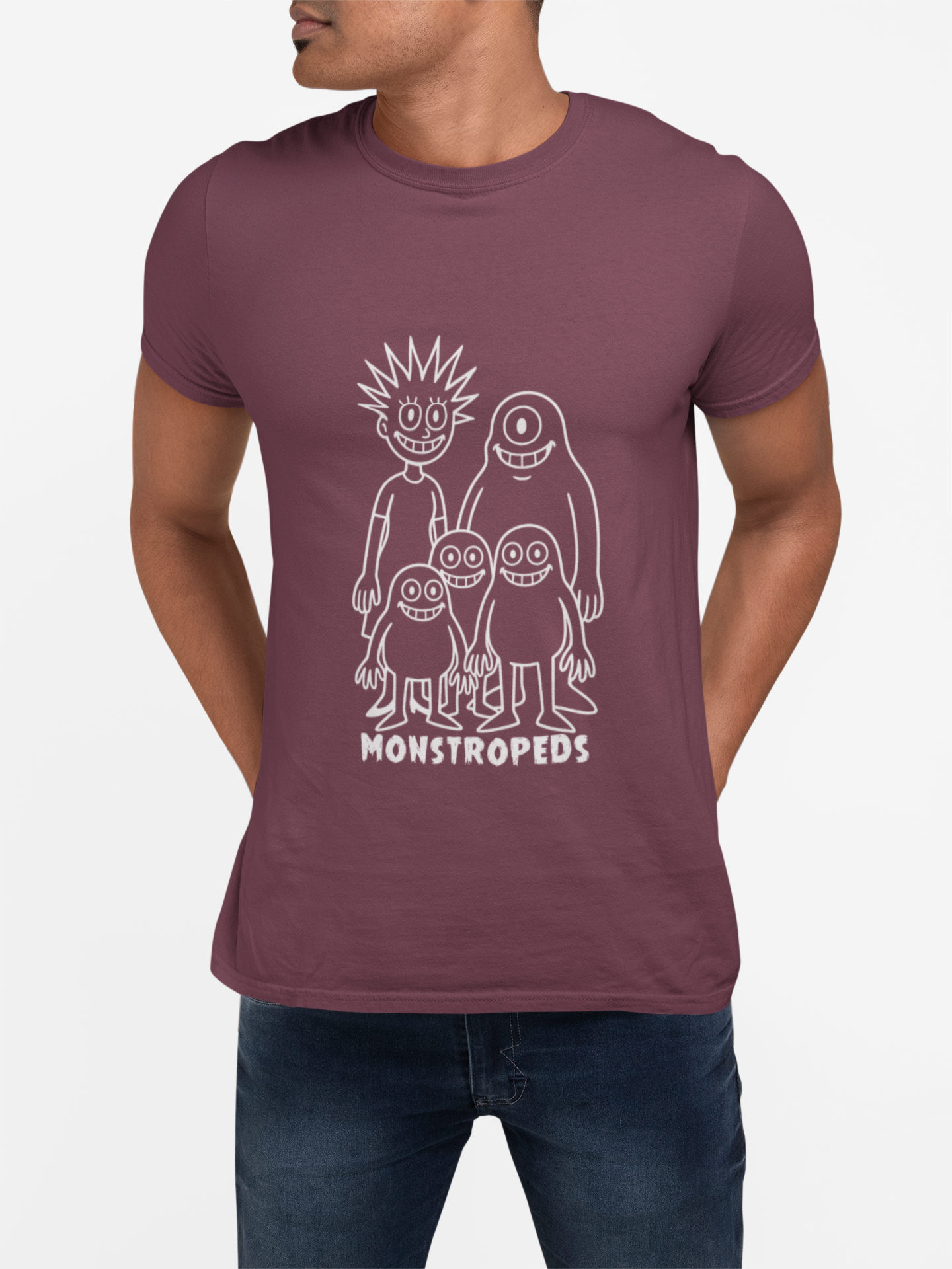 Monstropeds Graphic Unisex Softstyle T-Shirt, Unique Cartoon Print Tee, Casual Wear, Gift for Kids and Teens, Fun Halloween Shirt, Quirky