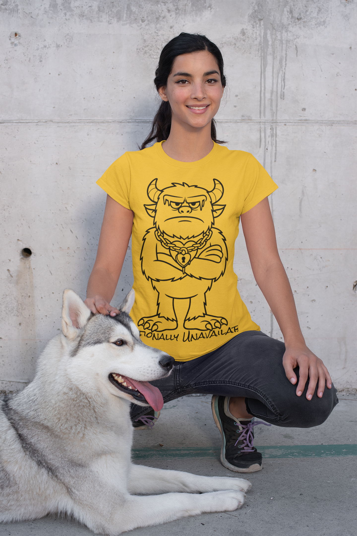 Emotionally Unavailable Monster Tee  Deadpan Humor Shirt  Bold Line Art Design
