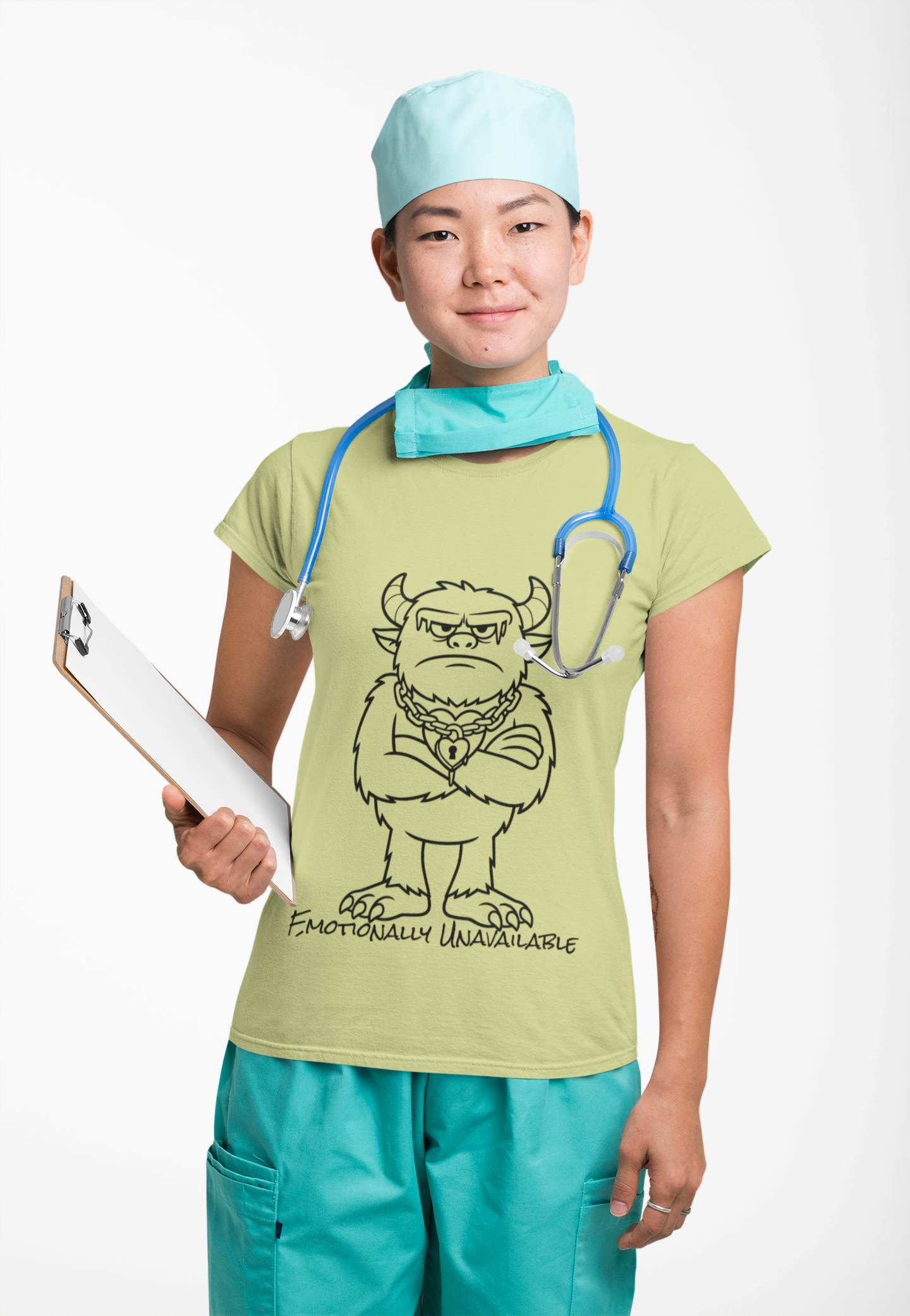 Emotionally Unavailable Monster Tee  Deadpan Humor Shirt  Bold Line Art Design