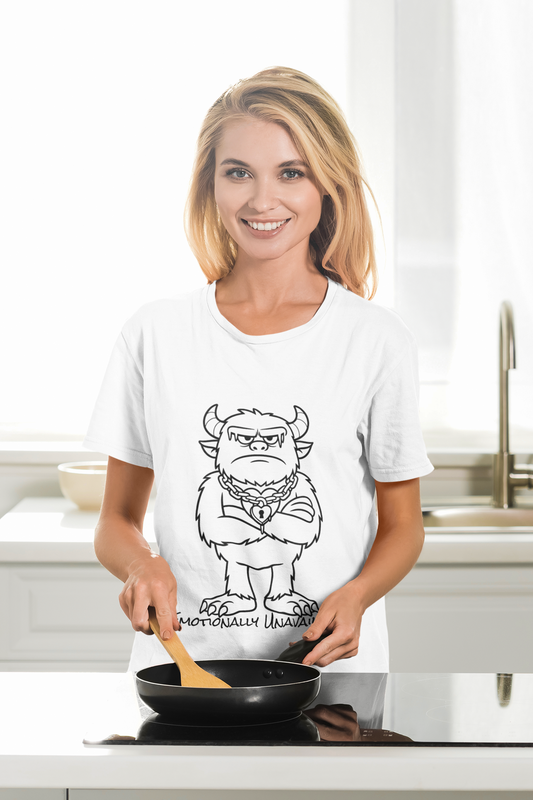 Emotionally Unavailable Monster Tee  Deadpan Humor Shirt  Bold Line Art Design