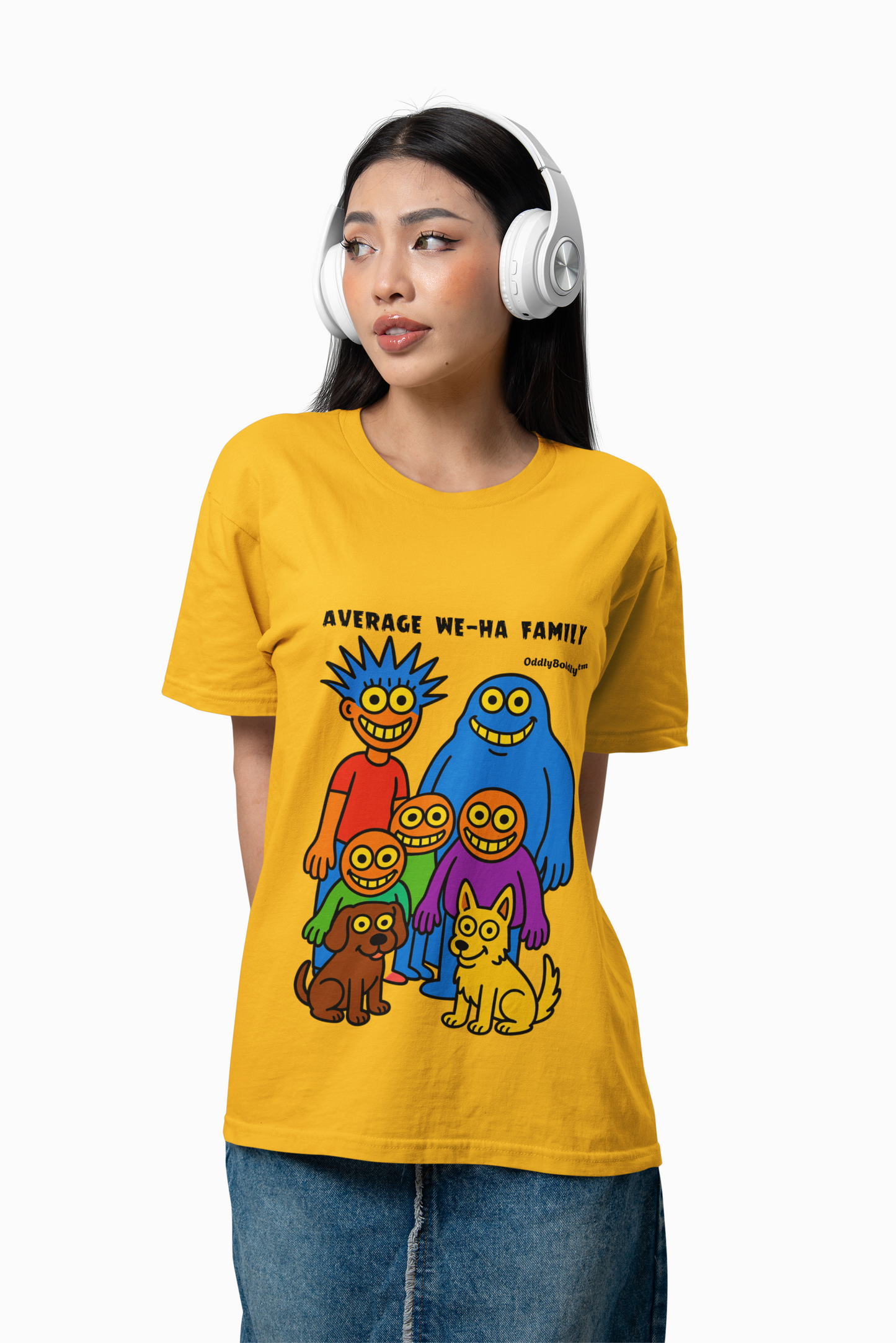 Average We-Ha Family™ T-Shirt -  Bold Colorful Monsters on Black Tee, Funny Local Gift for West Hartford Residents
