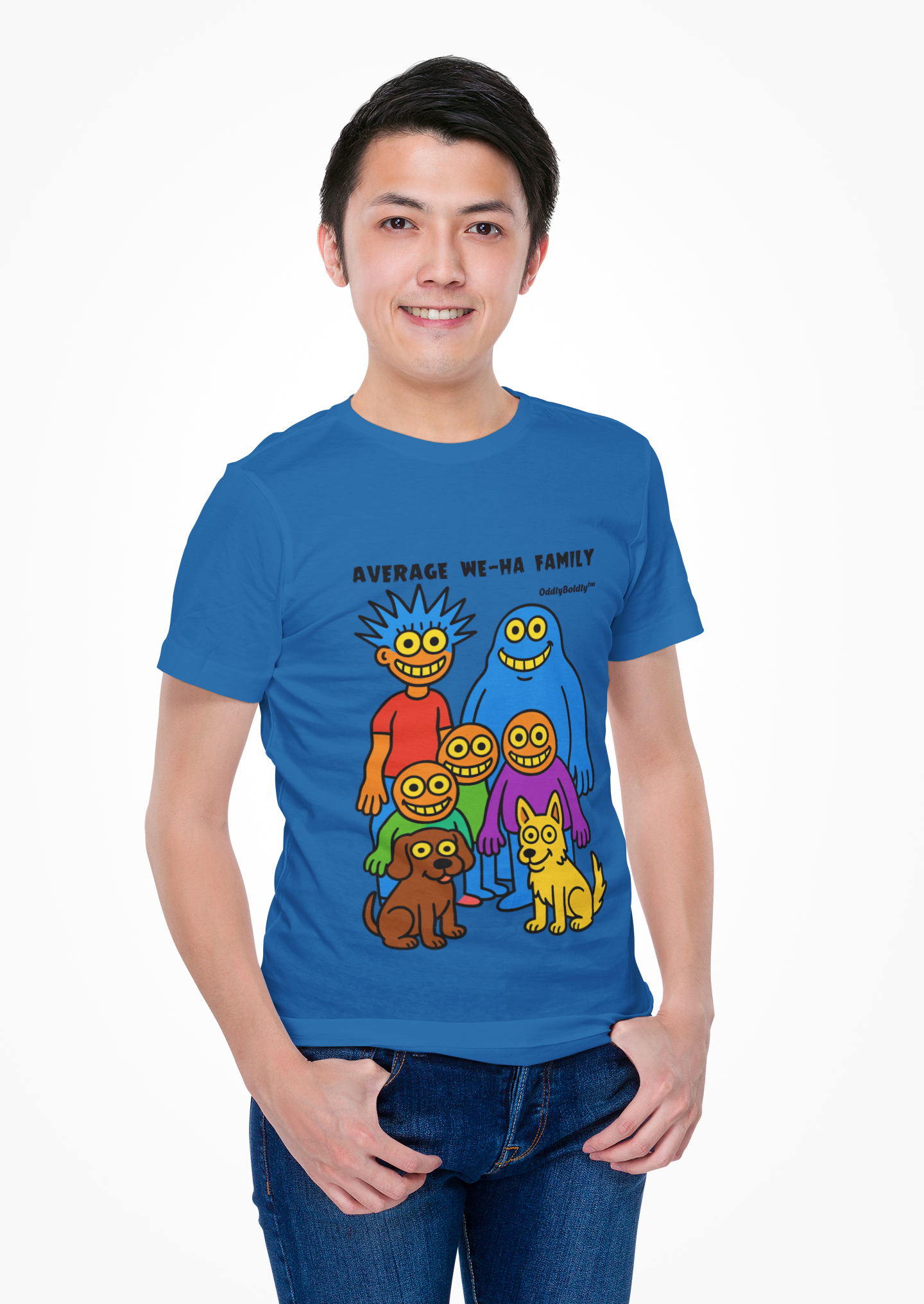 Average We-Ha Family™ T-Shirt -  Bold Colorful Monsters on Black Tee, Funny Local Gift for West Hartford Residents