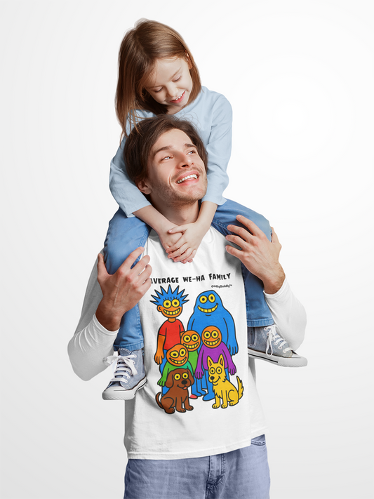Unisex Long Sleeve Tee with Fun Average We-Ha Family Design, Graphic T-Shirt for Casual Wear, Gift for Family, Cozy Everyday Style