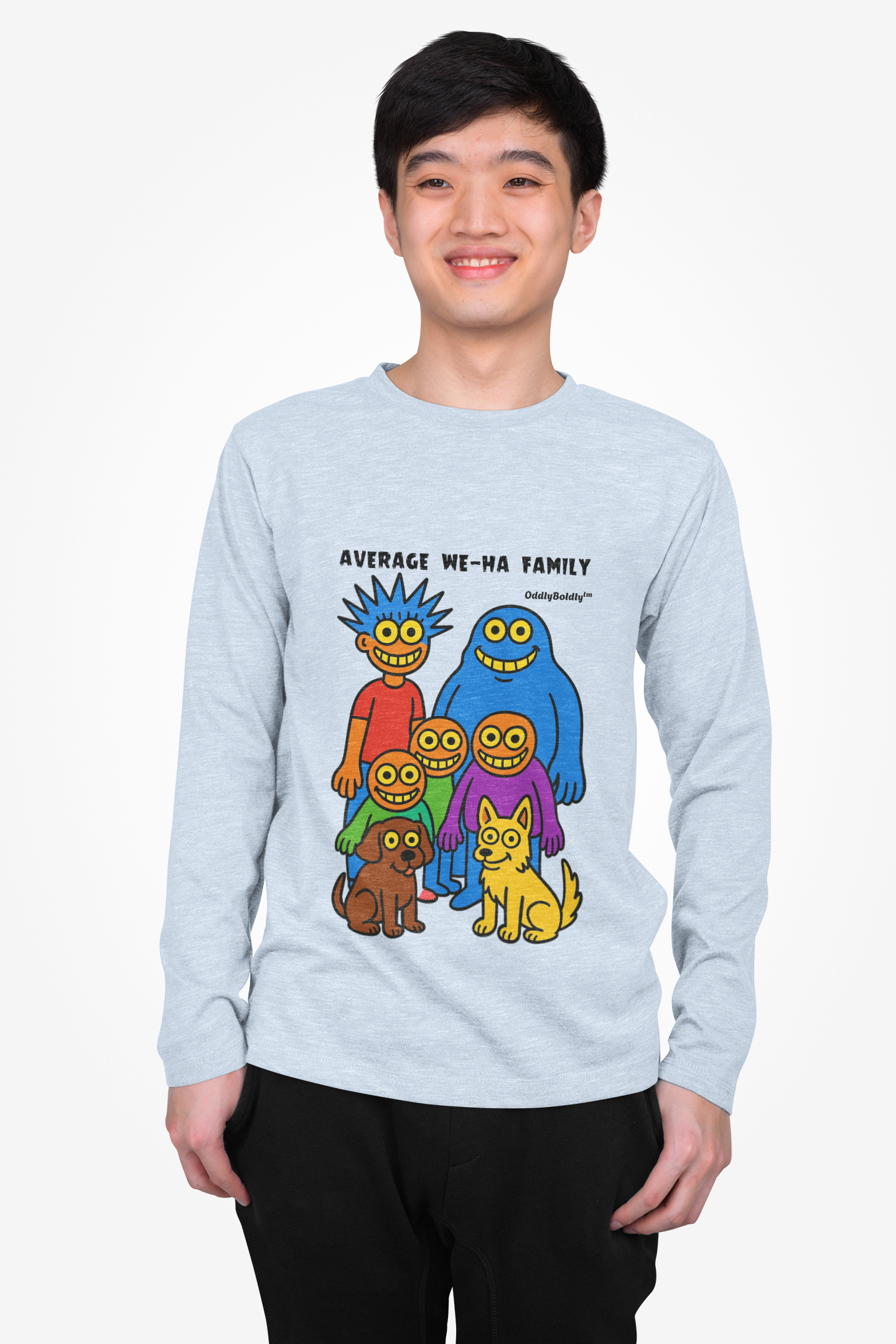 Unisex Long Sleeve Tee with Fun Average We-Ha Family Design, Graphic T-Shirt for Casual Wear, Gift for Family, Cozy Everyday Style