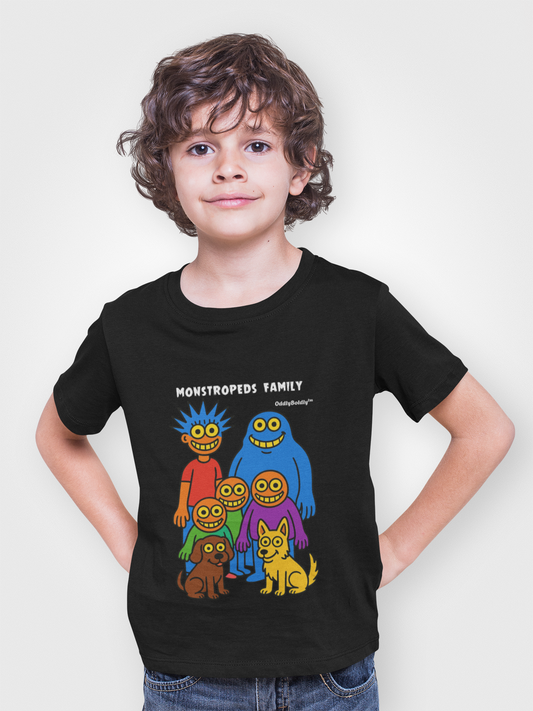 Funny  Monstropeds Family™ T-Shirt Soft Style Tee for Boys and Girls  - Colorful Cartoon Shirt, Whimsical Monster Gift for Kids