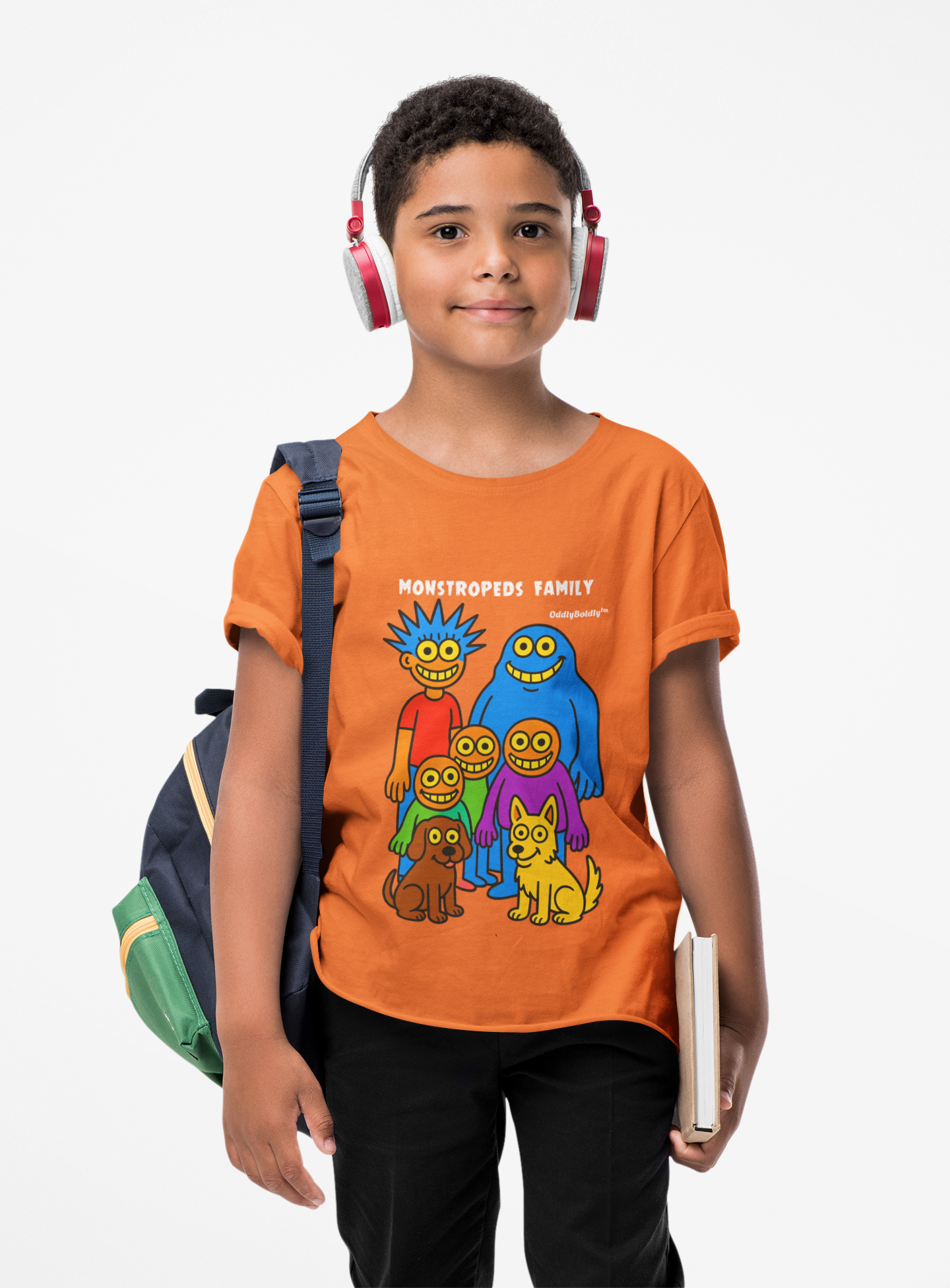 Funny  Monstropeds Family™ T-Shirt Soft Style Tee for Boys and Girls  - Colorful Cartoon Shirt, Whimsical Monster Gift for Kids