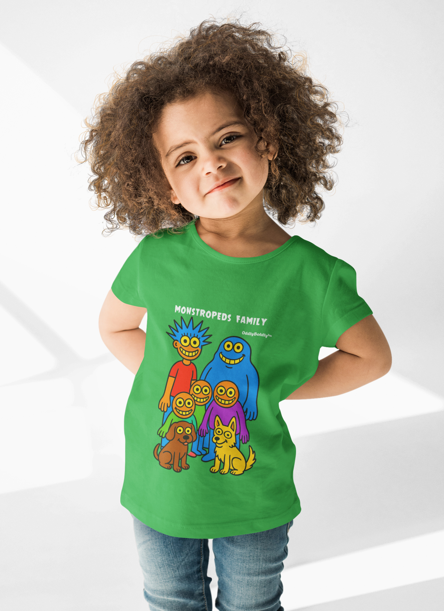 Funny  Monstropeds Family™ T-Shirt Soft Style Tee for Boys and Girls  - Colorful Cartoon Shirt, Whimsical Monster Gift for Kids