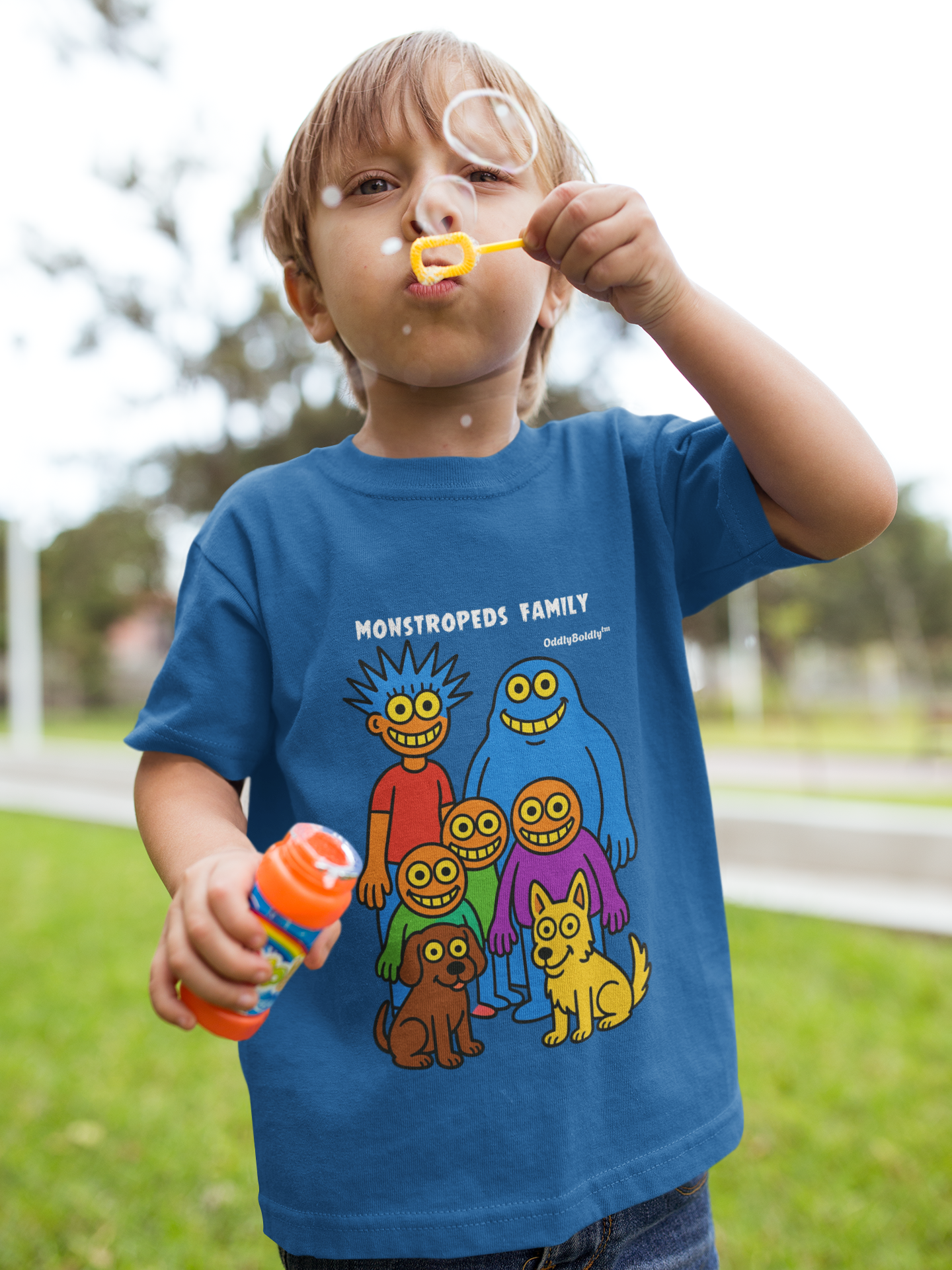 Funny  Monstropeds Family™ T-Shirt Soft Style Tee for Boys and Girls  - Colorful Cartoon Shirt, Whimsical Monster Gift for Kids