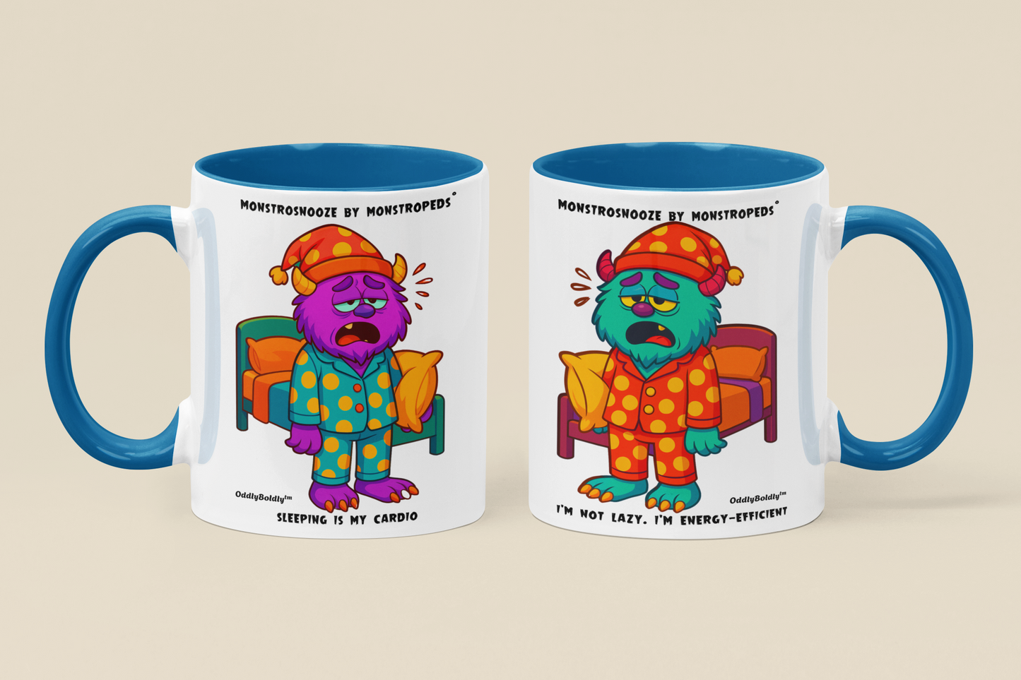 Monstrosnooze™ Mug – Funny Lazy Monster Cup – “I’m Not Lazy. I’m Energy-Efficient.” – 11oz / 15oz