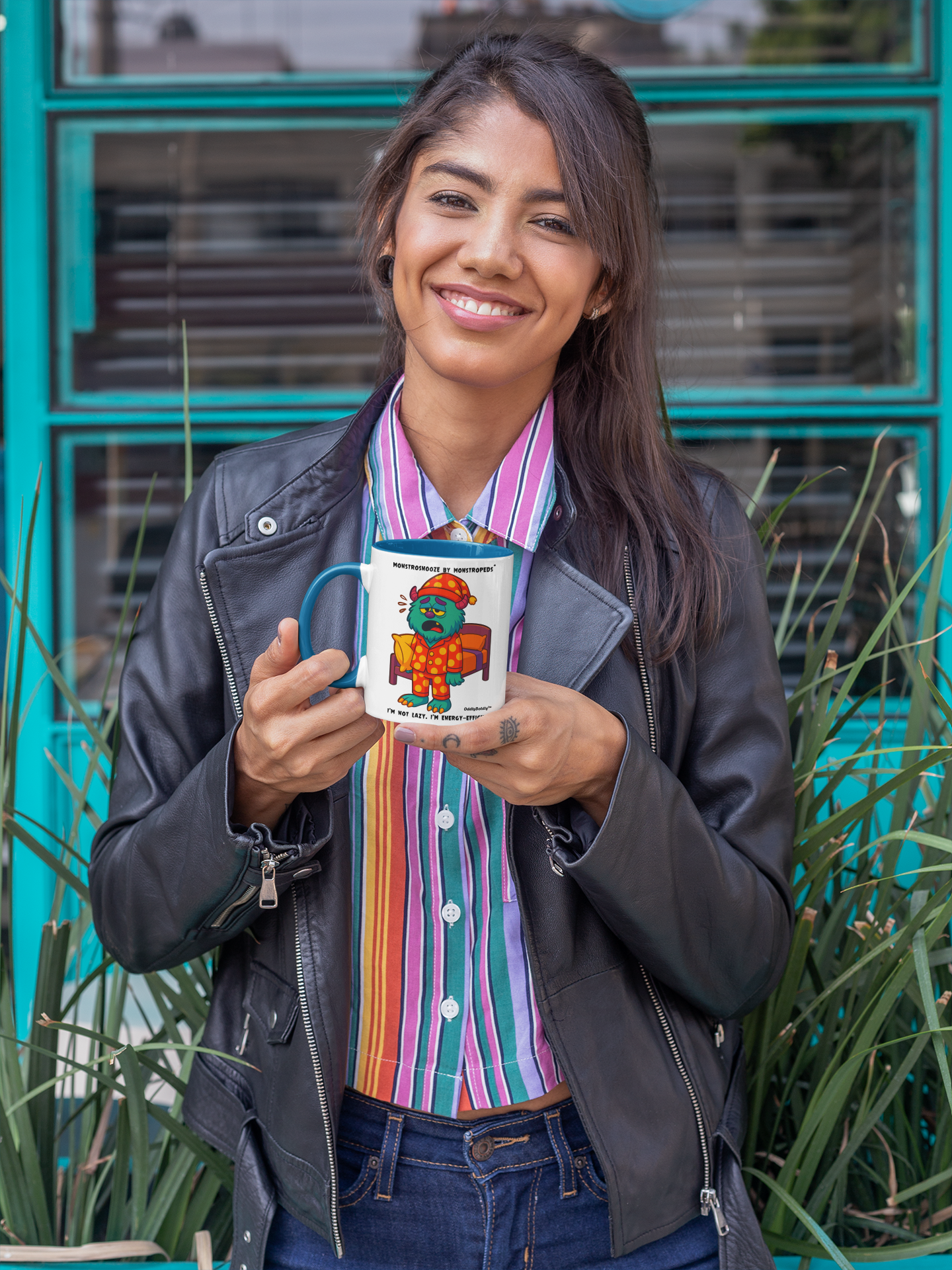 Monstrosnooze™ Mug – Funny Lazy Monster Cup – “I’m Not Lazy. I’m Energy-Efficient.” – 11oz / 15oz