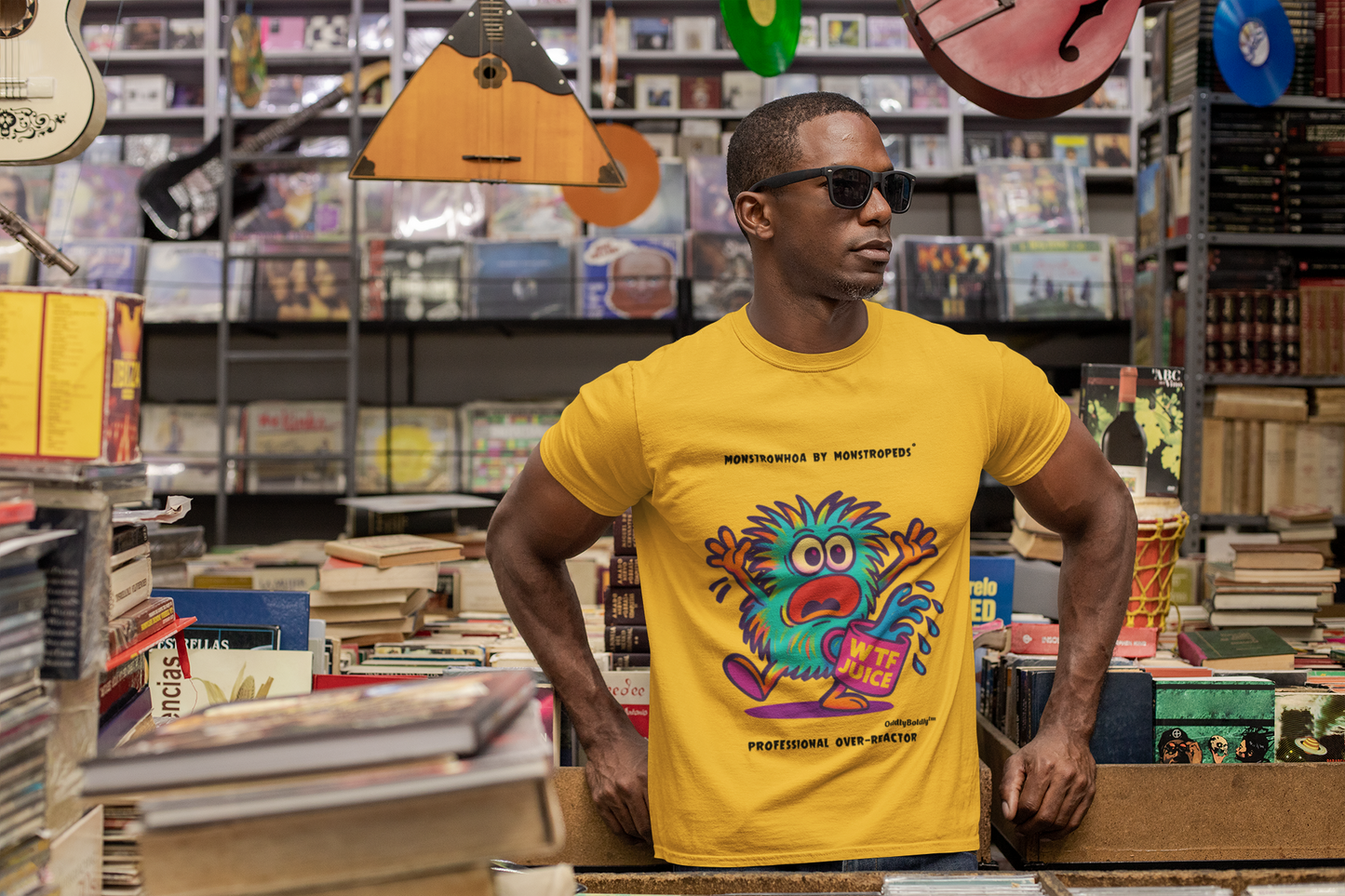 Monstrowhoa™ T-Shirt – Professional Over-Reactor – Funny Monster Cup by OddlyBoldly™