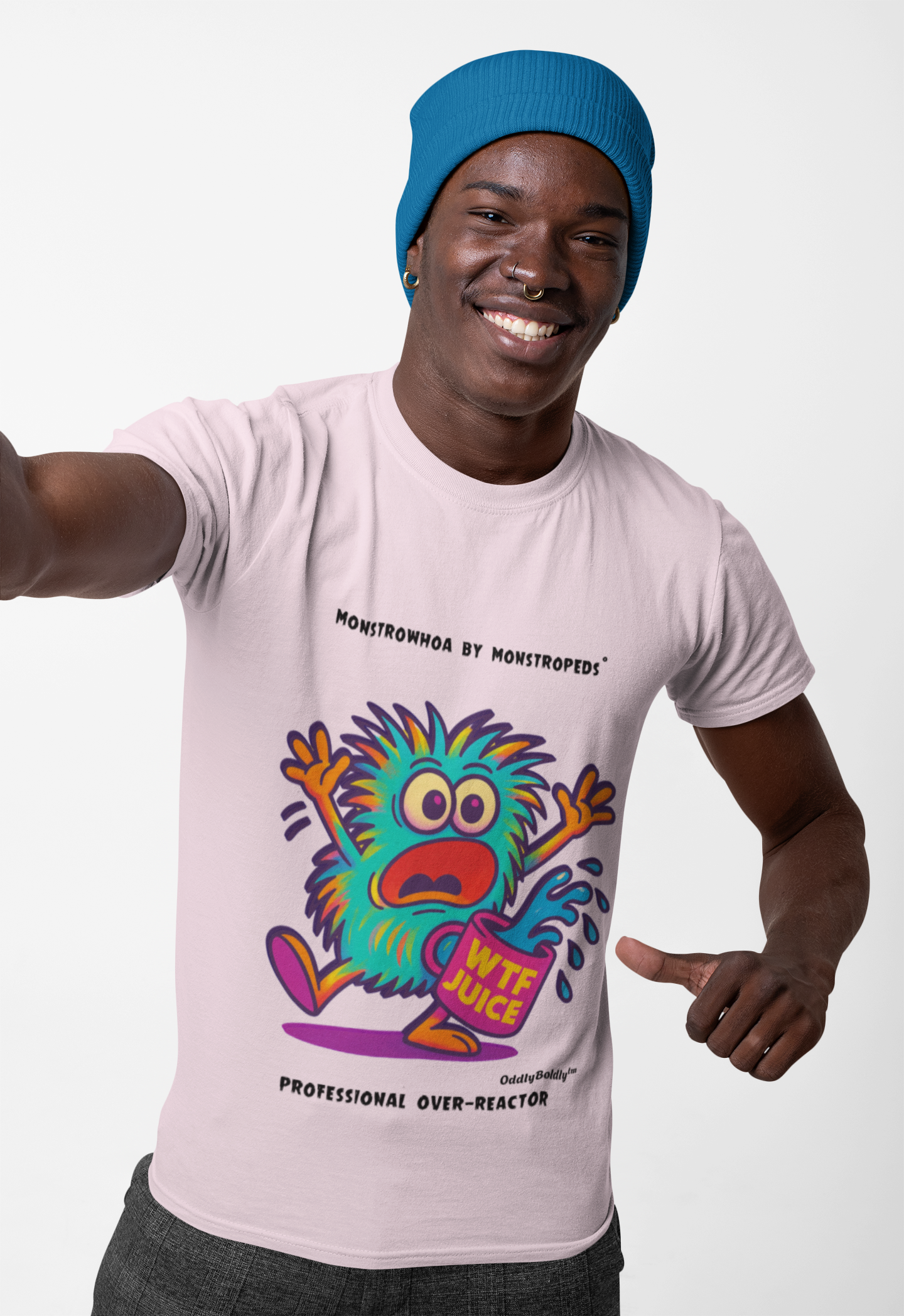 Monstrowhoa™ T-Shirt – Professional Over-Reactor – Funny Monster Cup by OddlyBoldly™