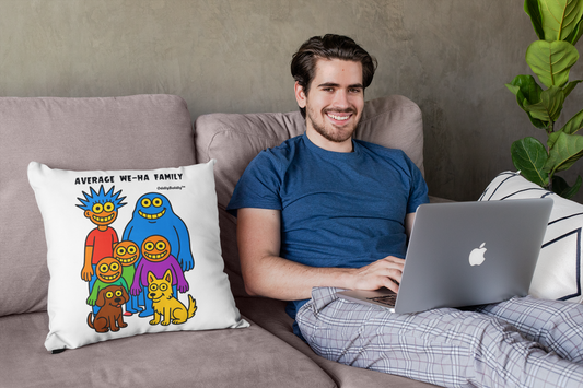 West Hartford Average Family Pillow - Colorful Whimsical Home Decor, Funny Gift for Locals, Cozy Couch Accent, 14"-20" Sizes