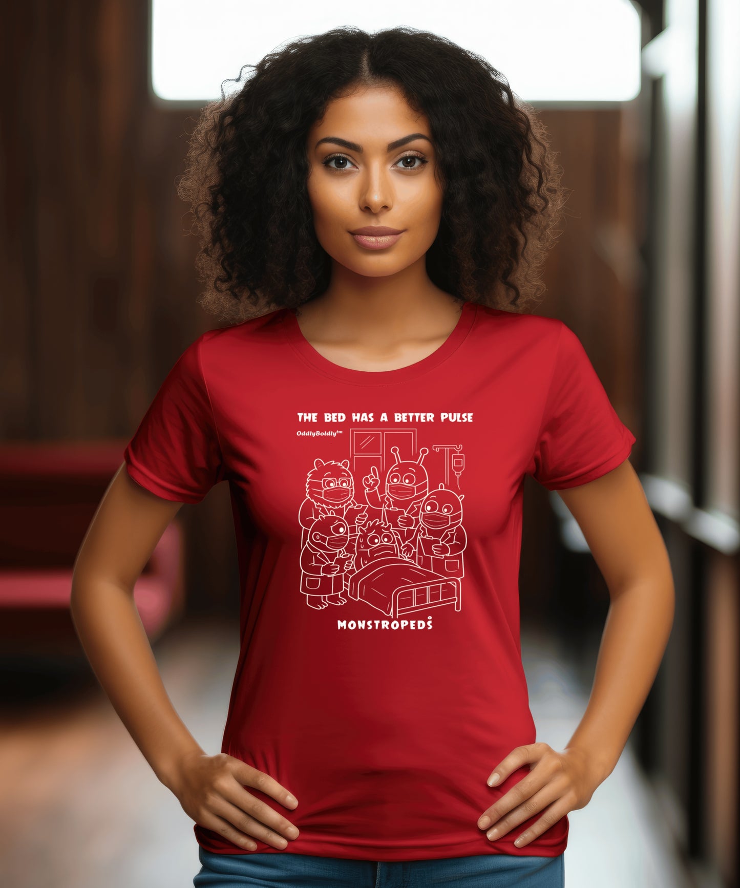 Funny Color T-Shirt for Medical Pros - Monstropeds™ in Scrubs Holding a Hilarious Medical Consult -Cartoon Doctor  Unisex T-Shirt for Adults