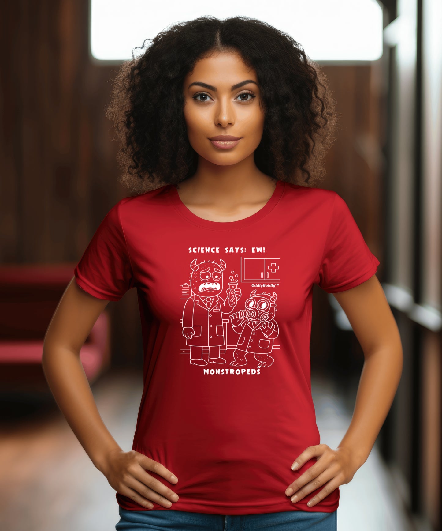 Funny Color T-Shirt for Medical Pros -Monstropeds in Scrubs Reacting to a Gross Science Experiment -  Lab Humor Unisex T-Shirt for Adults