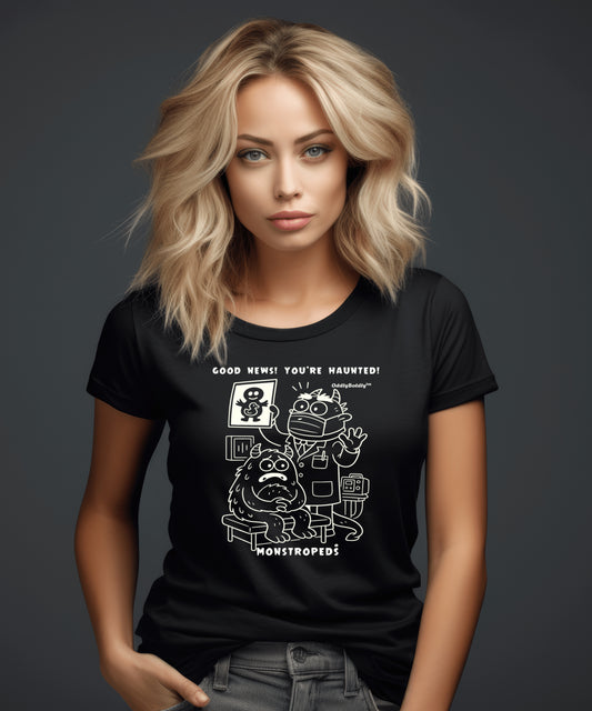 Funny Color T-Shirt for Medical Pros - Monstropeds™ in Scrubs X-Ray Diagnosing a Ghost -  Cartoon Doctor Humor Unisex T-Shirt for Adults