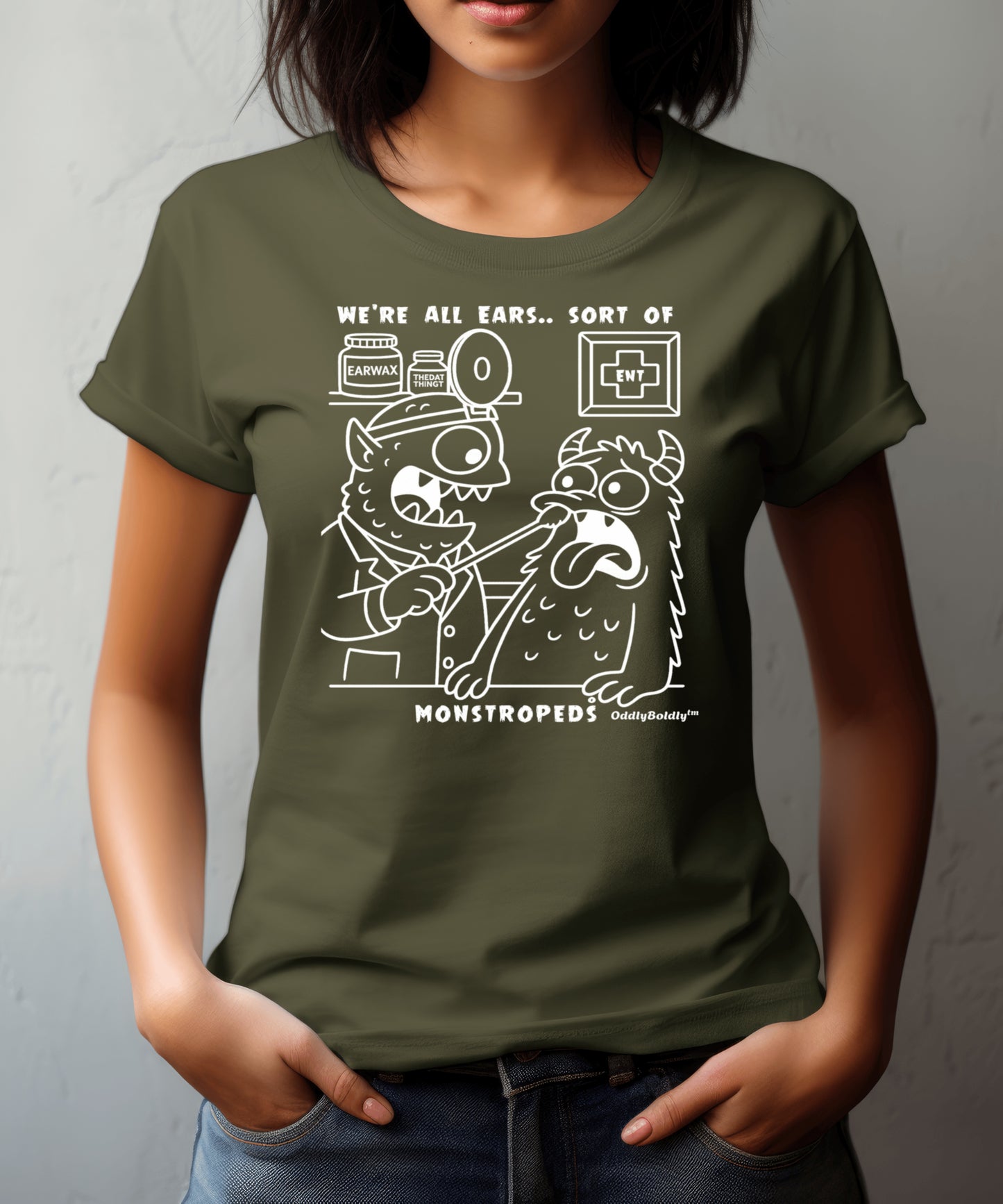 Funny T-Shirt for Medical Pros -Monstropeds in Scrubs Performing a Very Awkward ENT Exam -Cartoon Doctor Humor Unisex T-Shirt for Adults