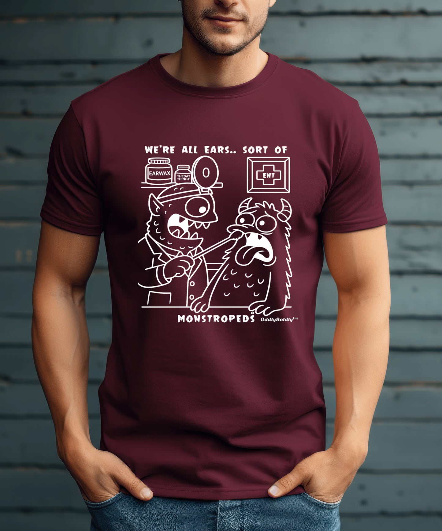 Funny T-Shirt for Medical Pros -Monstropeds in Scrubs Performing a Very Awkward ENT Exam -Cartoon Doctor Humor Unisex T-Shirt for Adults