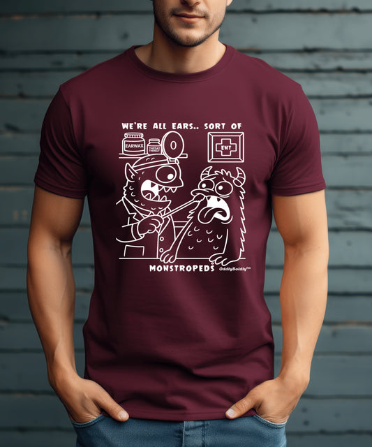 Funny T-Shirt for Medical Pros -Monstropeds in Scrubs Performing a Very Awkward ENT Exam -Cartoon Doctor Humor Unisex T-Shirt for Adults