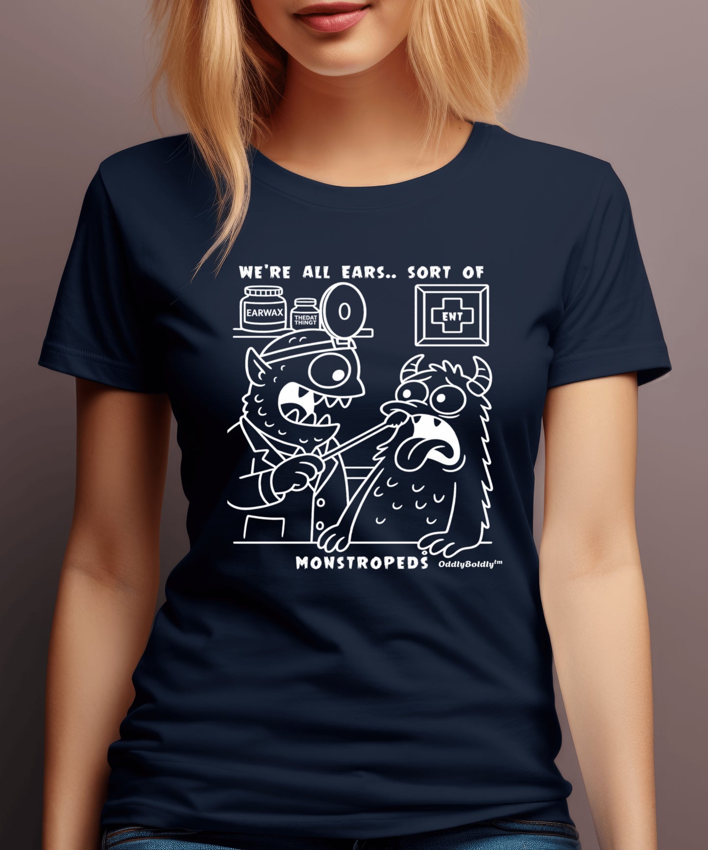 Funny T-Shirt for Medical Pros -Monstropeds in Scrubs Performing a Very Awkward ENT Exam -Cartoon Doctor Humor Unisex T-Shirt for Adults