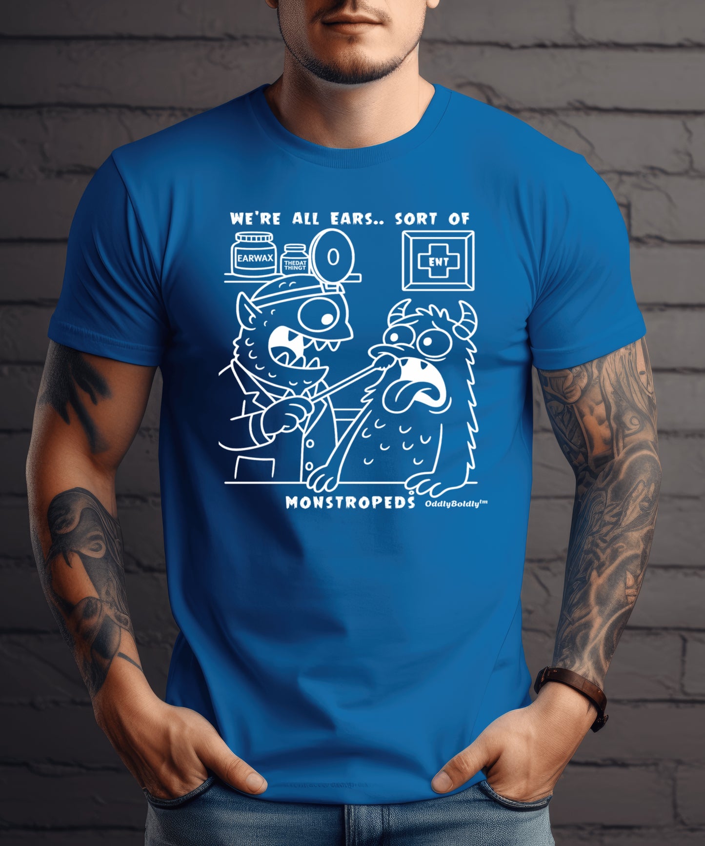 Funny T-Shirt for Medical Pros -Monstropeds in Scrubs Performing a Very Awkward ENT Exam -Cartoon Doctor Humor Unisex T-Shirt for Adults